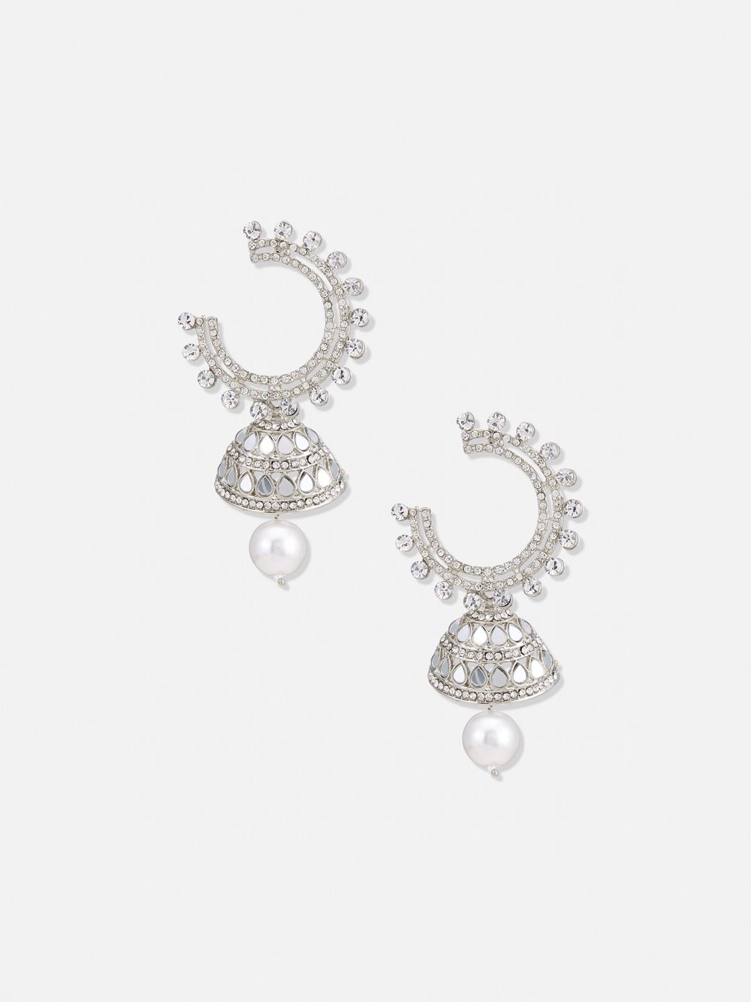 ATIBELLE  Set of 2 Silver-Gold Plated & Kundan stone studded Contemporary Drop Earrings