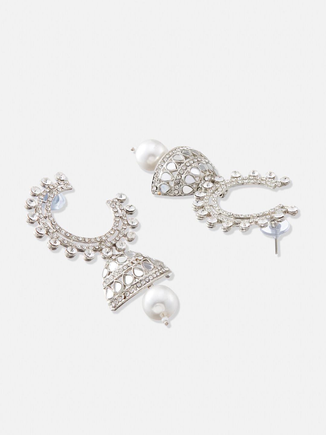 ATIBELLE  Set of 2 Silver-Gold Plated & Kundan stone studded Contemporary Drop Earrings