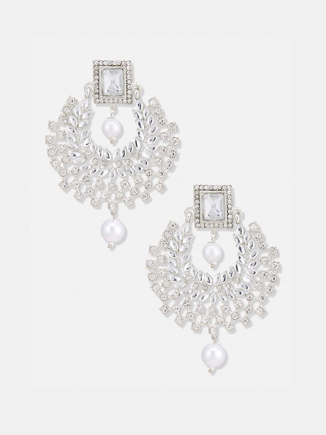 ATIBELLE Silver-Plated Contemporary Chandbalis