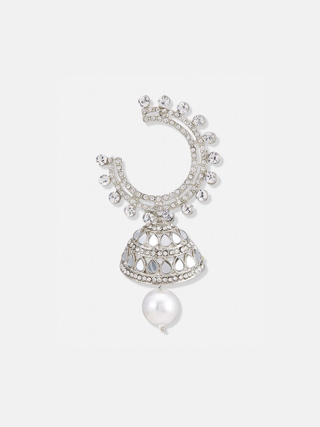 ATIBELLE Silver-Plated Contemporary Jhumkas Earrings