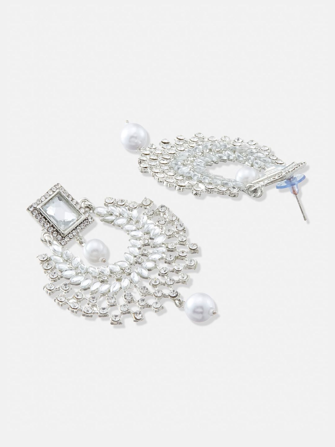 ATIBELLE Set Of 2 Silver Plated Contemporary Chandbalis