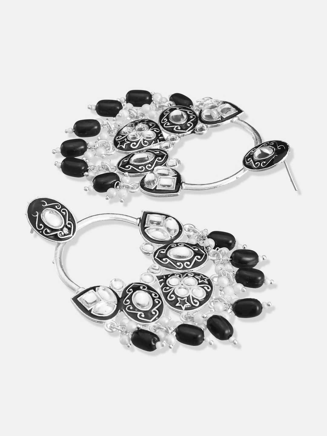 ATIBELLE Set Of 2 Silver Plated Contemporary Chandbalis