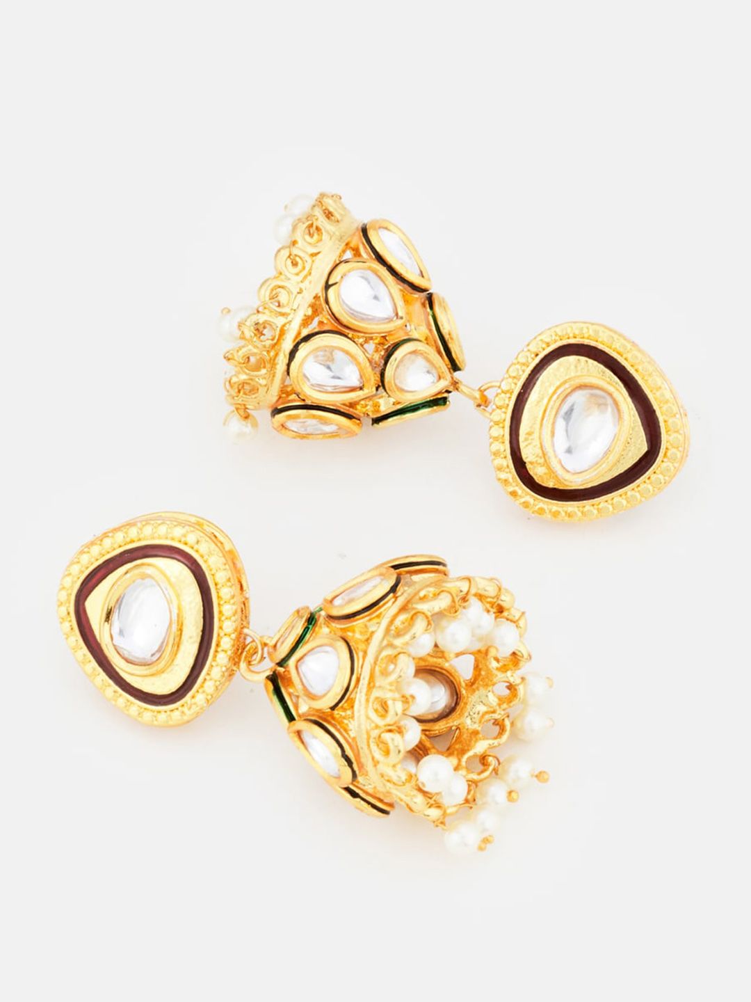 ATIBELLE Gold Plated Contemporary Kundan Jhumkas
