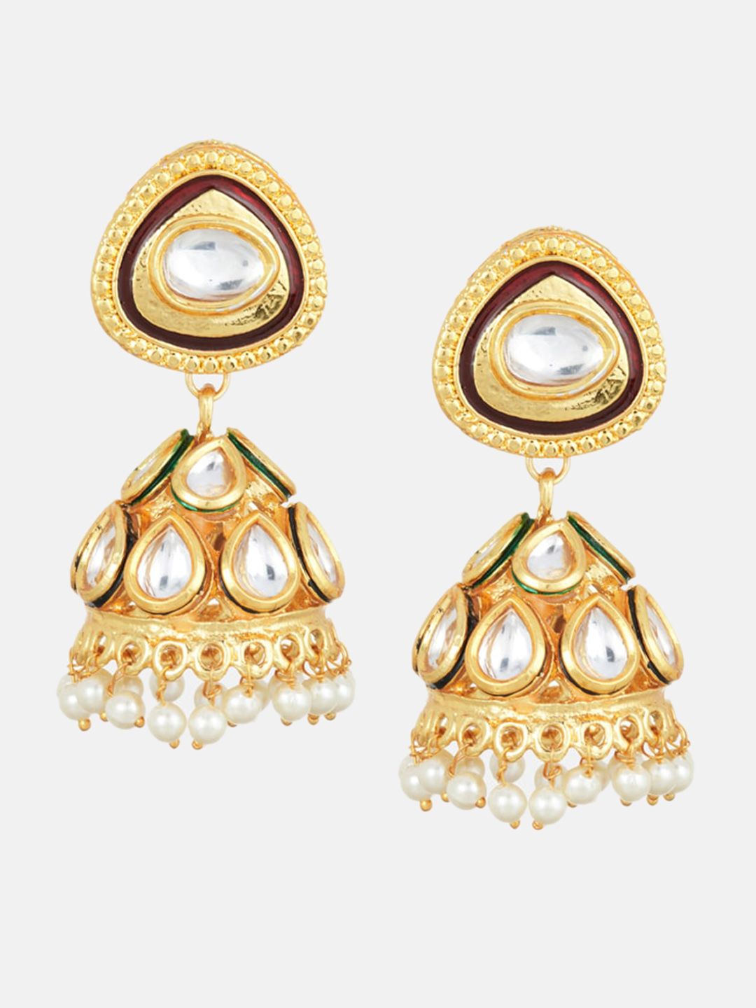 ATIBELLE Gold Plated Contemporary Kundan Jhumkas