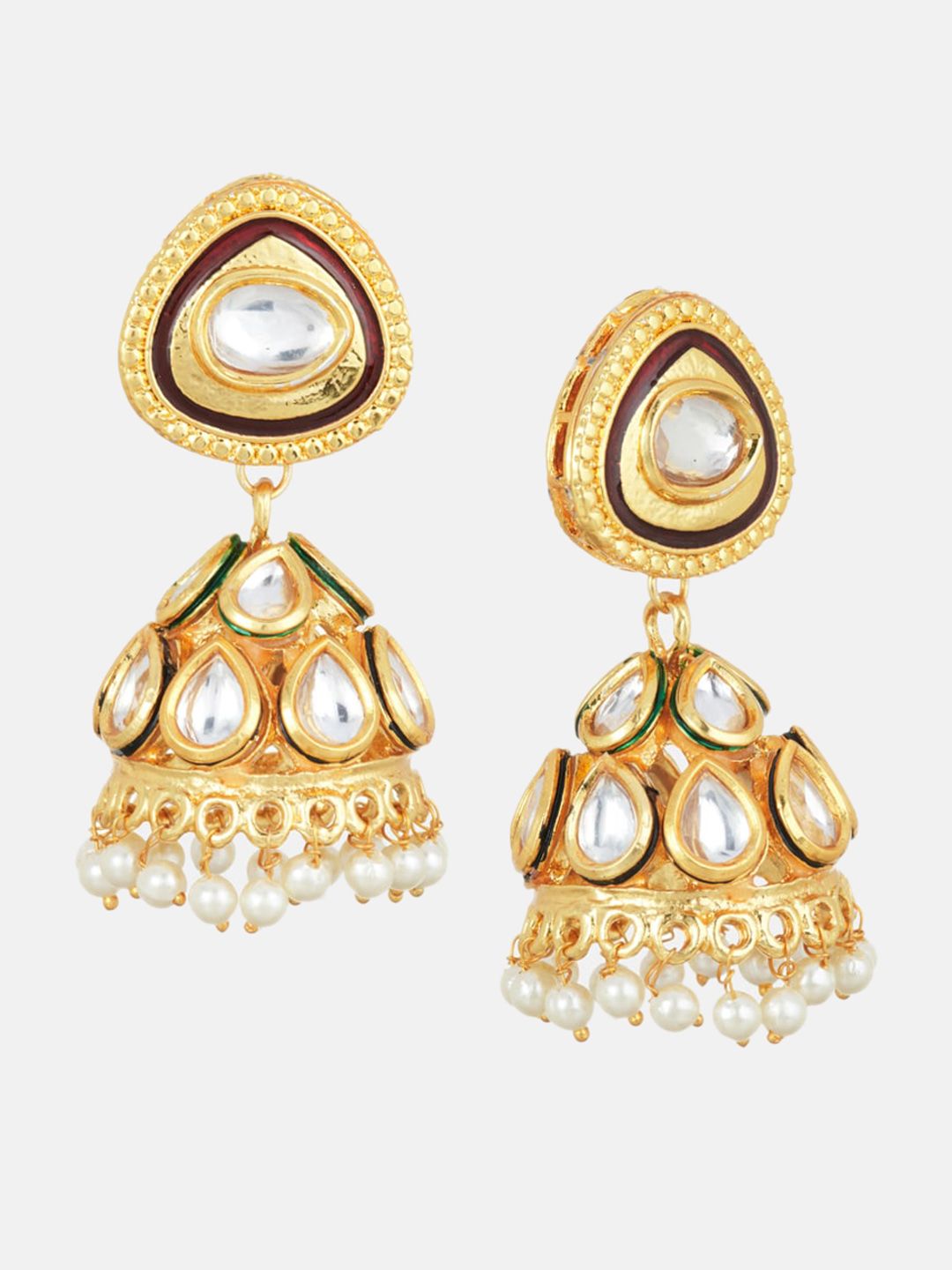 ATIBELLE Gold Plated Contemporary Kundan Jhumkas