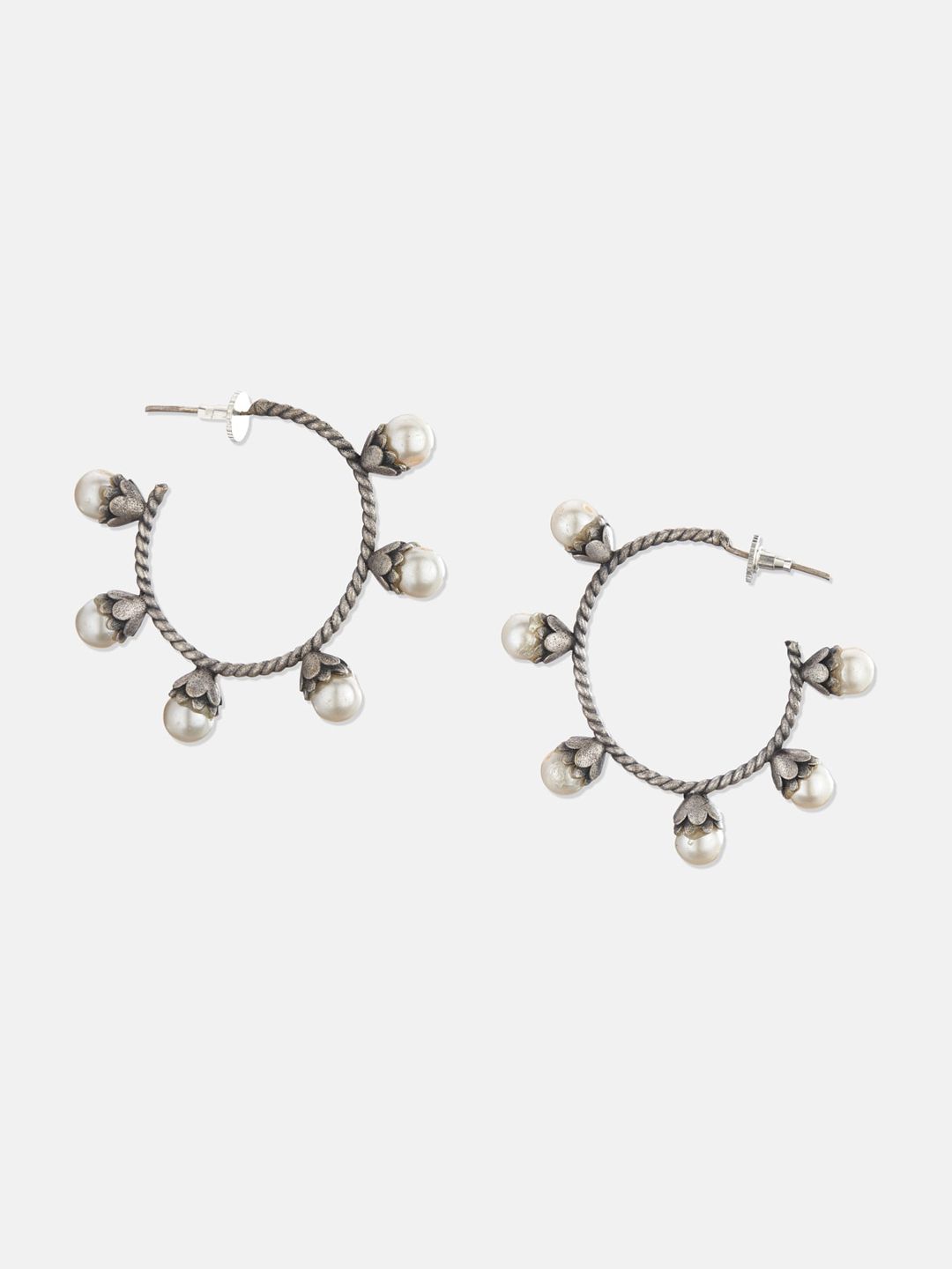 ATIBELLE Set Of 2 Silver Plated Contemporary Half Hoop Earrings