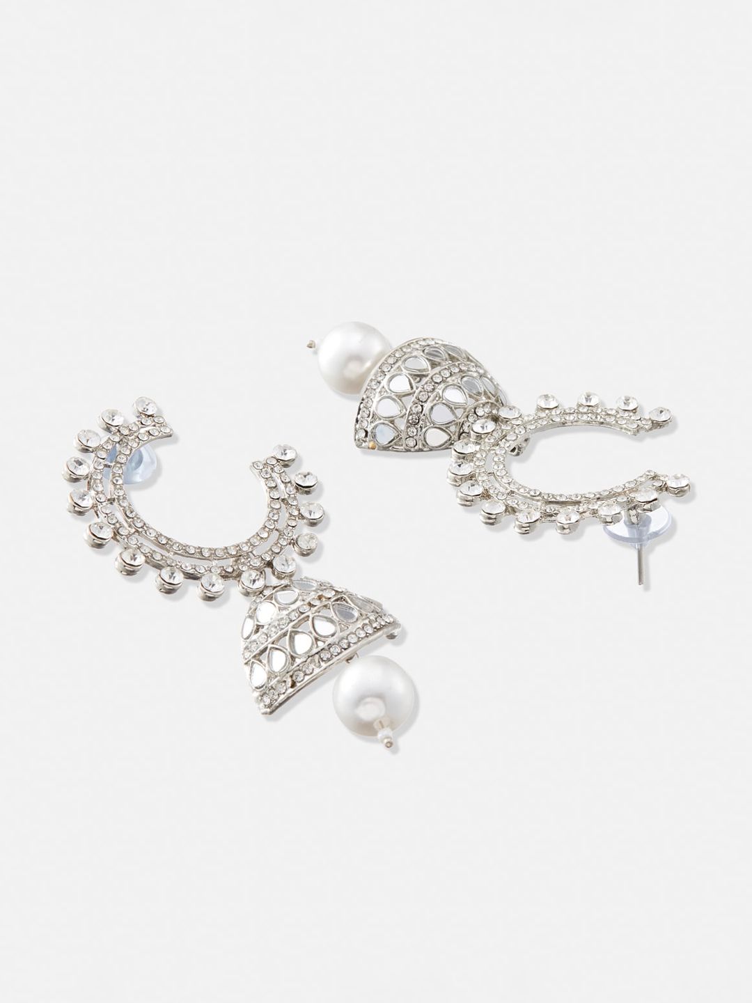 ATIBELLE Set Of 2 Silver Plated Contemporary Half Hoop Earrings