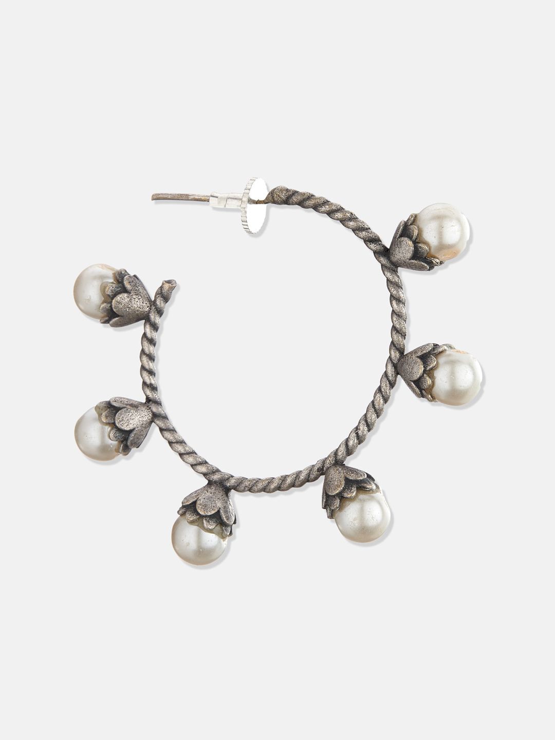 ATIBELLE Set Of 2 Silver Plated Contemporary Half Hoop Earrings