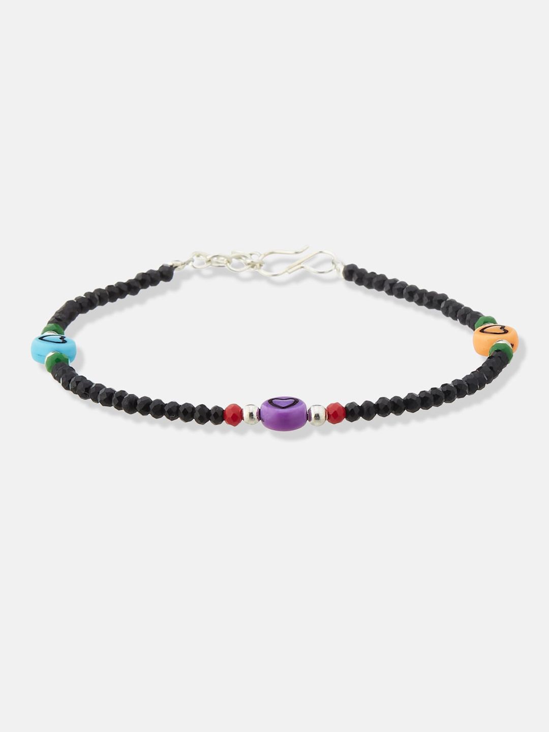 ATIBELLE Set Of 4 Silver-Plated Stone Studded & Beaded Anklets