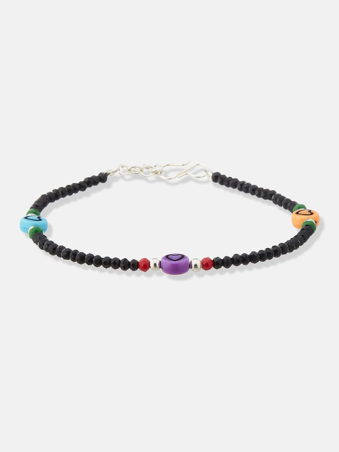 ATIBELLE Set Of 4 Silver-Plated Stone Studded & Beaded Anklets