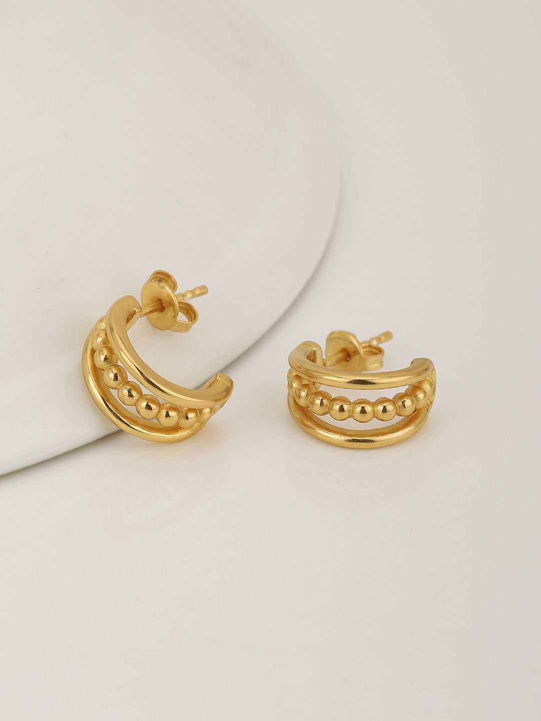 Carlton London 18KT Gold-Plated Contemporary Half Hoop Earrings-picture-51