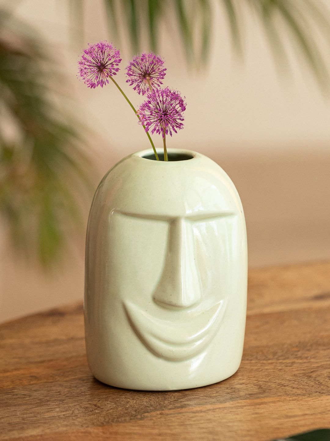 ExclusiveLane Green Tribal Smiling Face Vase-picture-24