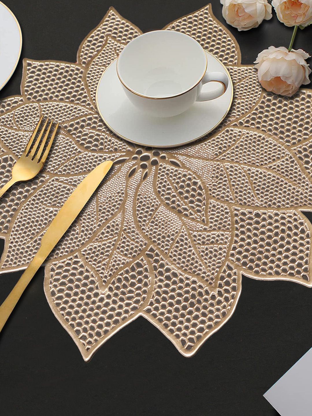 Dakshya Industries Gold Toned 2 Pieces Table Placemats-picture-55