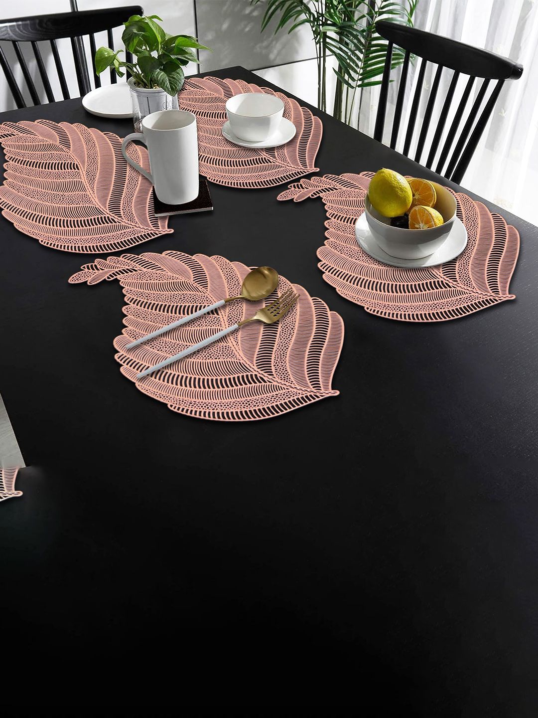 Dakshya Industries Copper-Toned 4-Pieces Rectangular Table Placemats-picture-11
