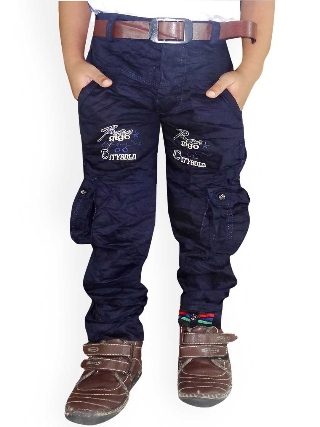 BAESD Boys Slim Fit Typography Embroidered Cotton Cargos Trousers-picture-36