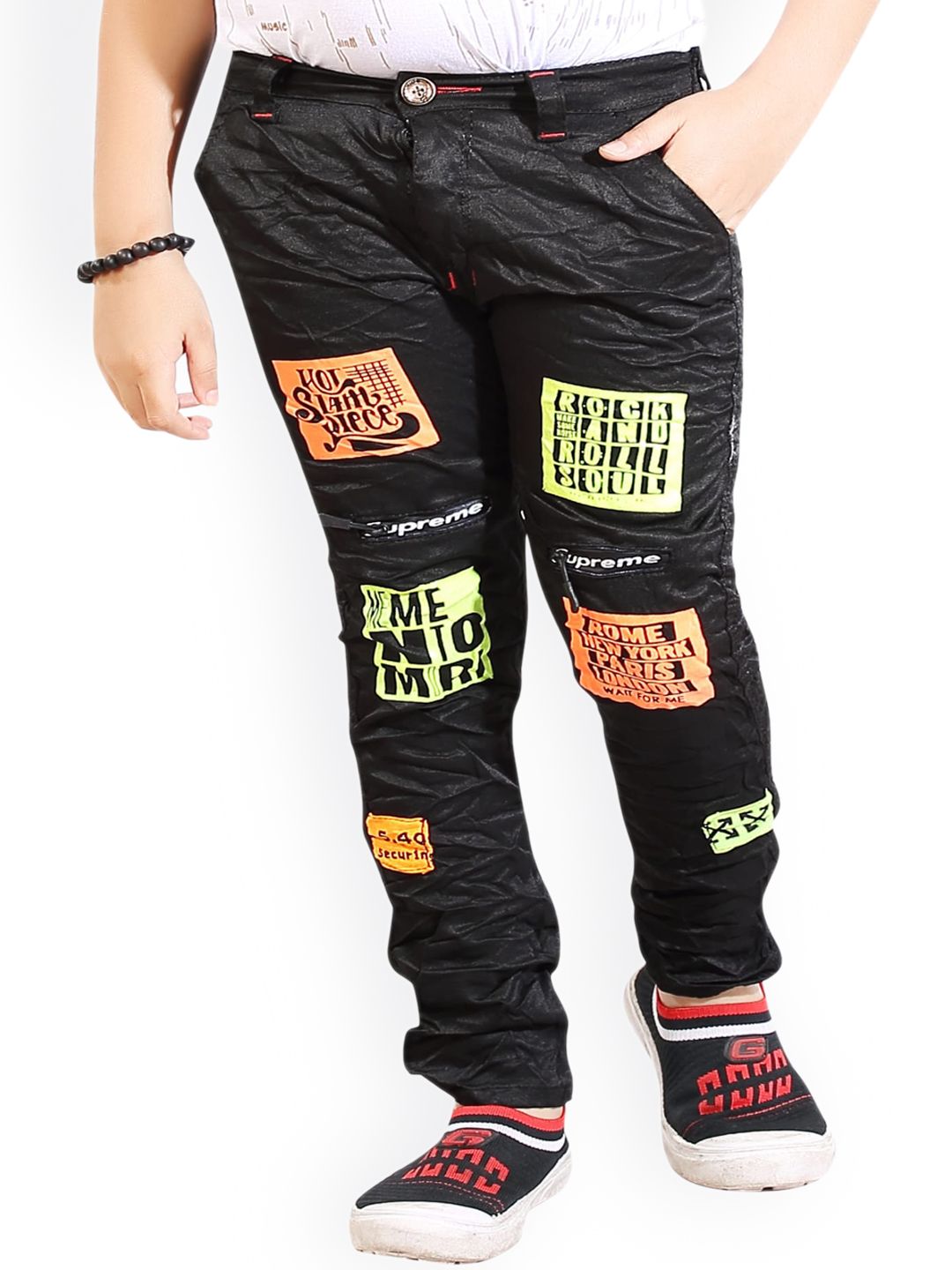 BAESD Boys Slim Fit Typography Printed Cotton Trousers-picture-34