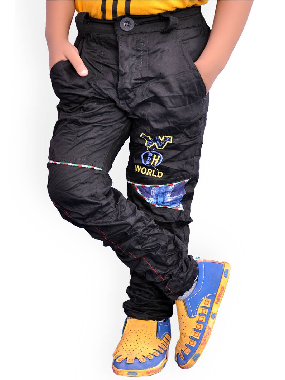 BAESD Boys Slim Fit Typography Embroidered Cotton Regular Trousers-picture-33