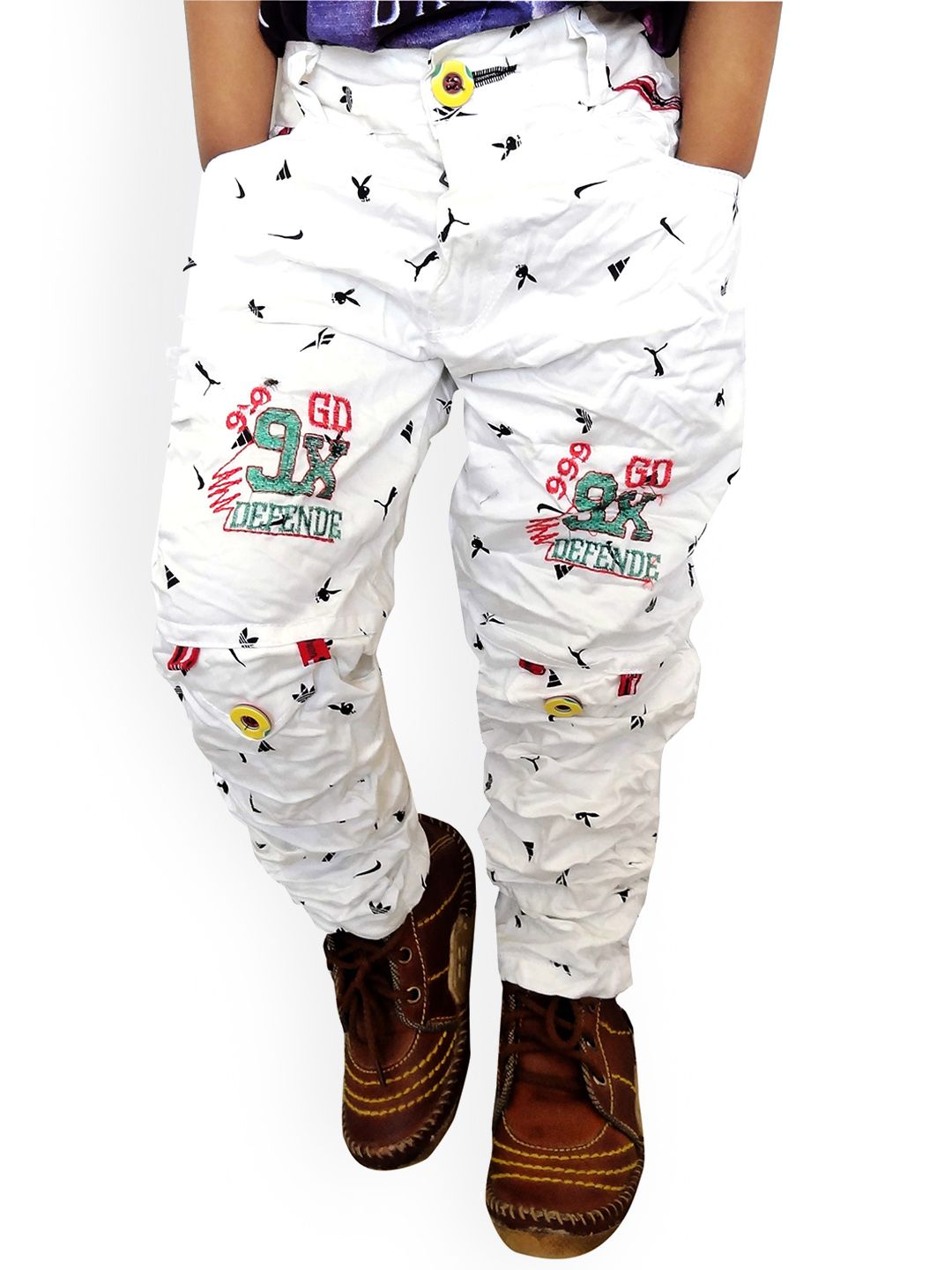 BAESD Boys Conversational Printed Slim Fit Mid Rise Cotton Trousers-picture-17