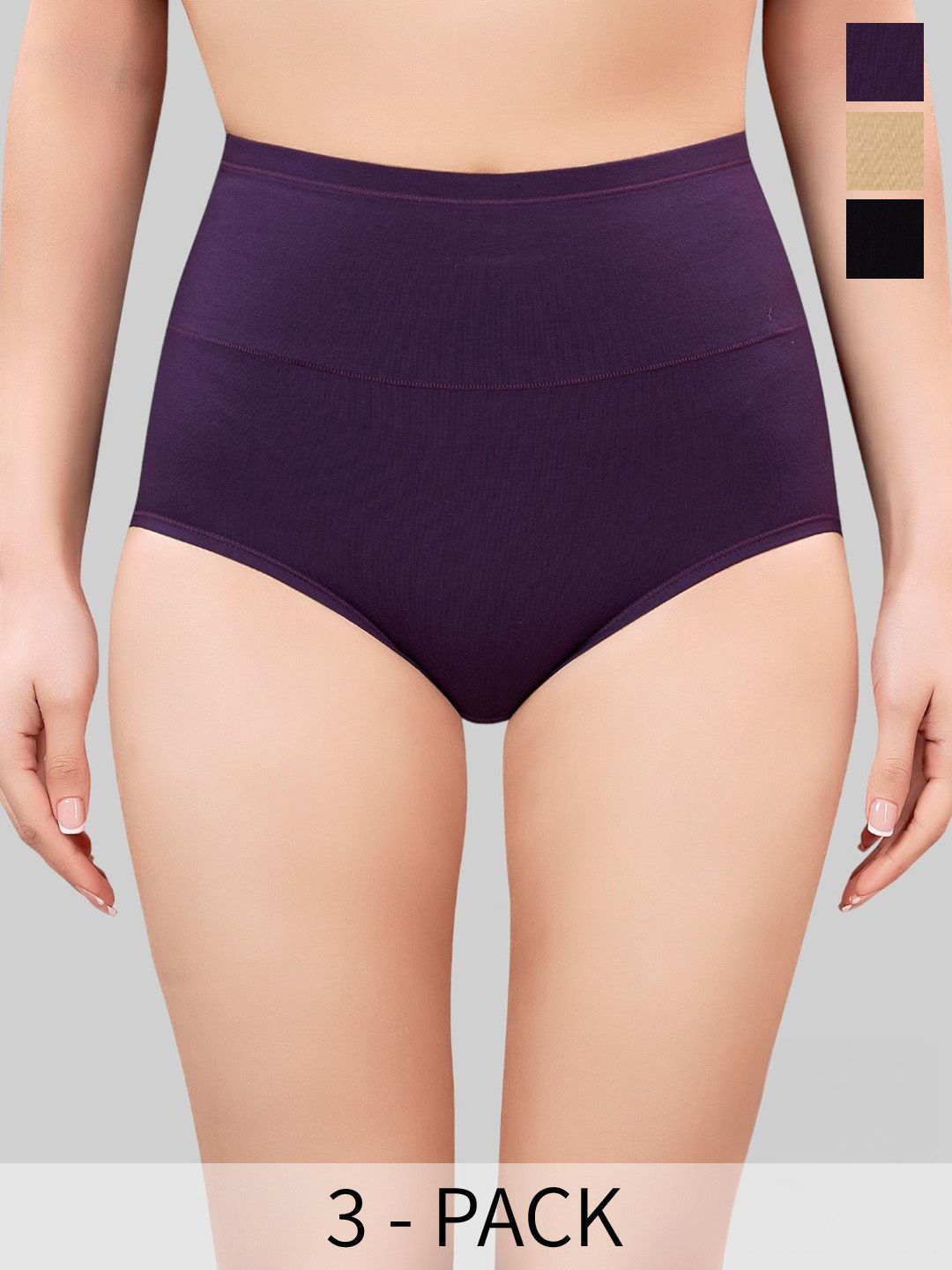 PLUMBURY Pack Of 3 High Waist Full Coverage Tummy Shaper-picture-47