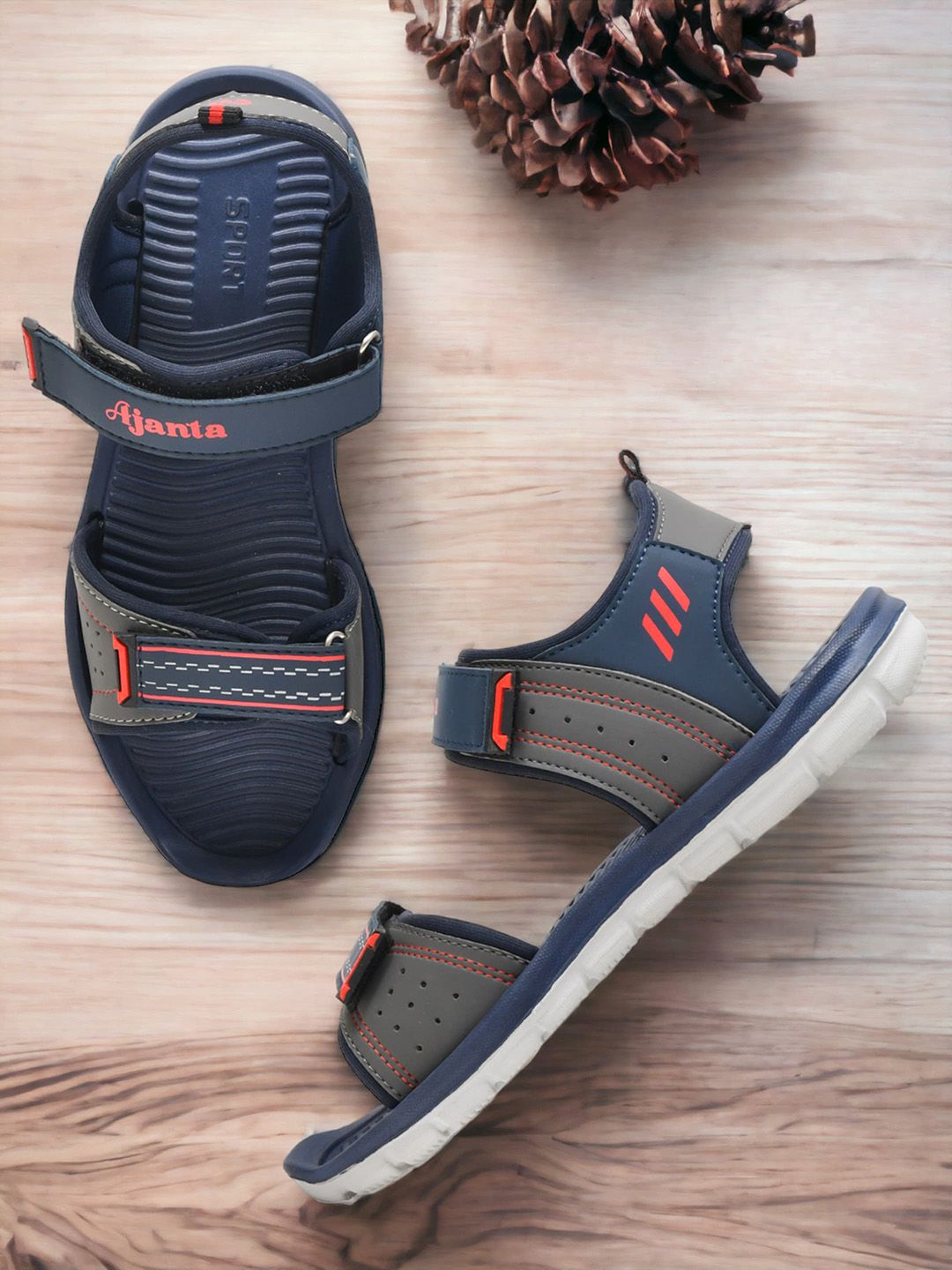 Ajanta Men Textured Sports Sandals With Velcro Closure-picture-11