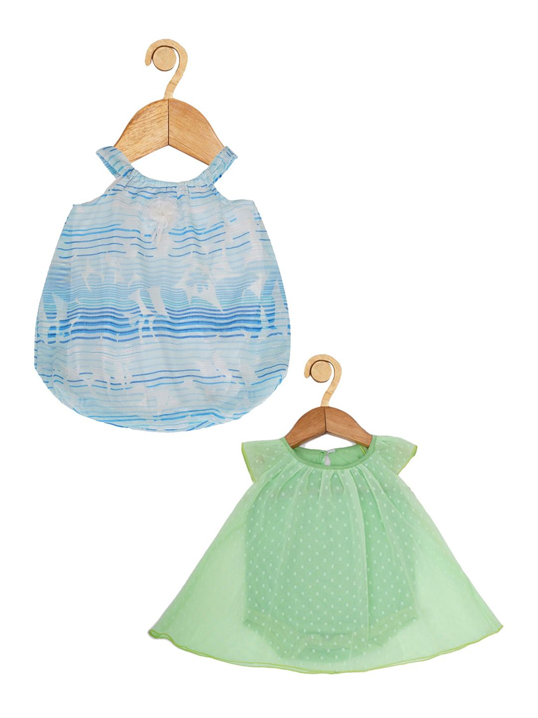 Creative Kids Infant Girls Pack Of 2 Floral Printed Round Neck A-Line Midi Dress-picture-24