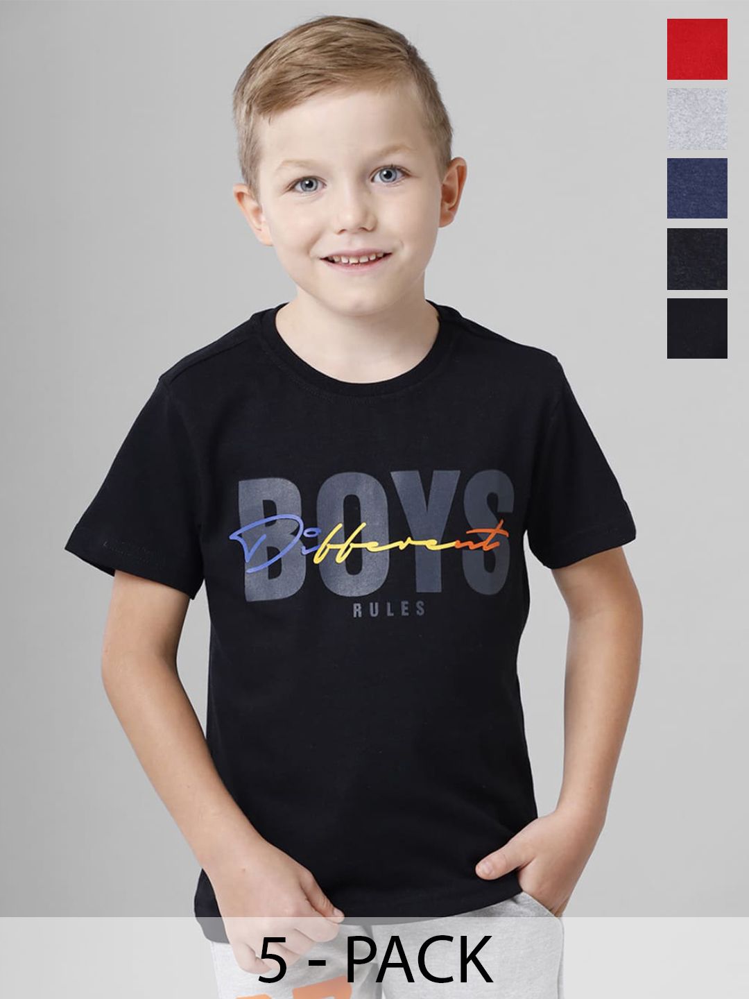 BAESD Boys Multicoloured Typography 5 Printed T-shirt-picture-40