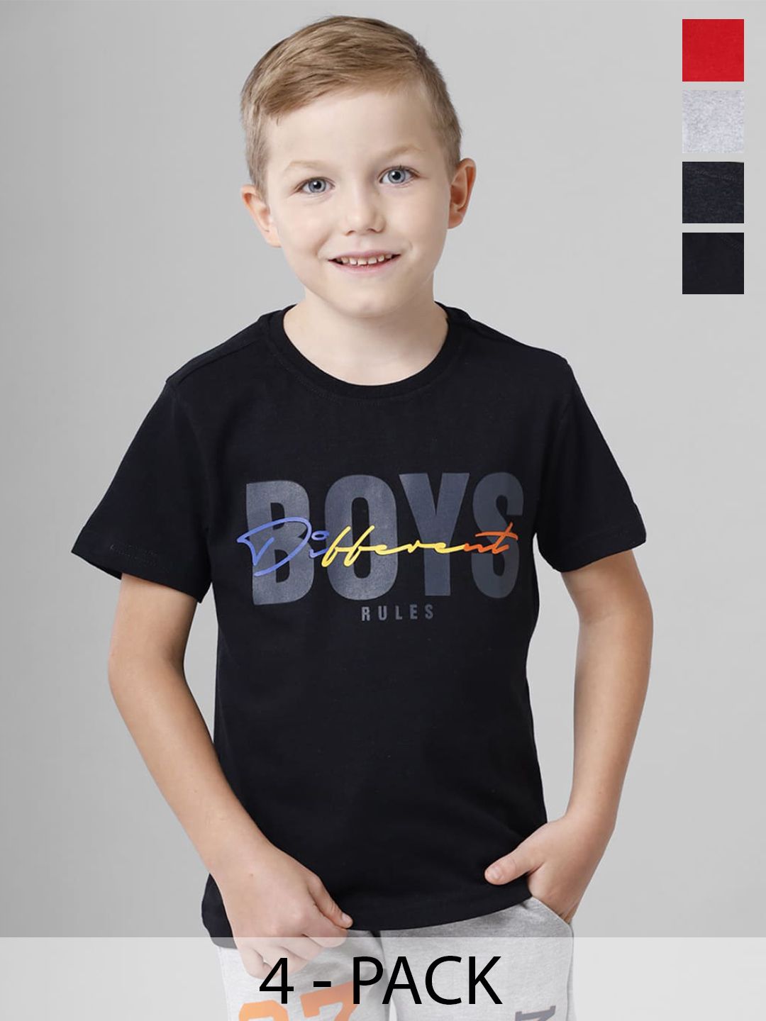 BAESD Boys Multicoloured Typography 5 Printed T-shirt-picture-24