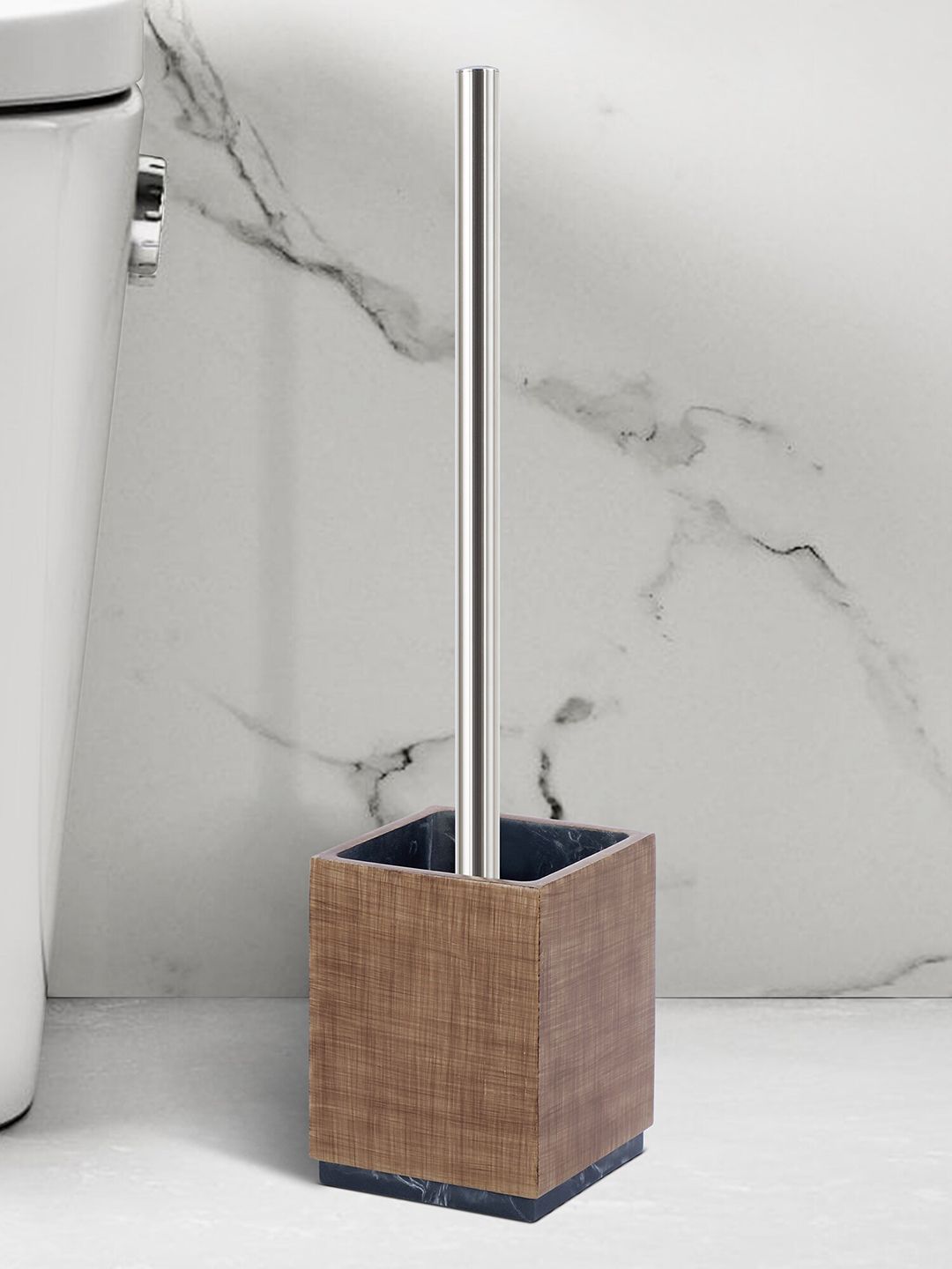 OBSESSIONS Brown Textured Toilet Brush With Holder-picture-22