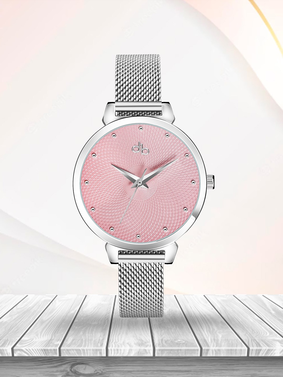 DressBerry Women Stainless Steel Bracelet Style Straps Analogue Watch DB-010-Pink