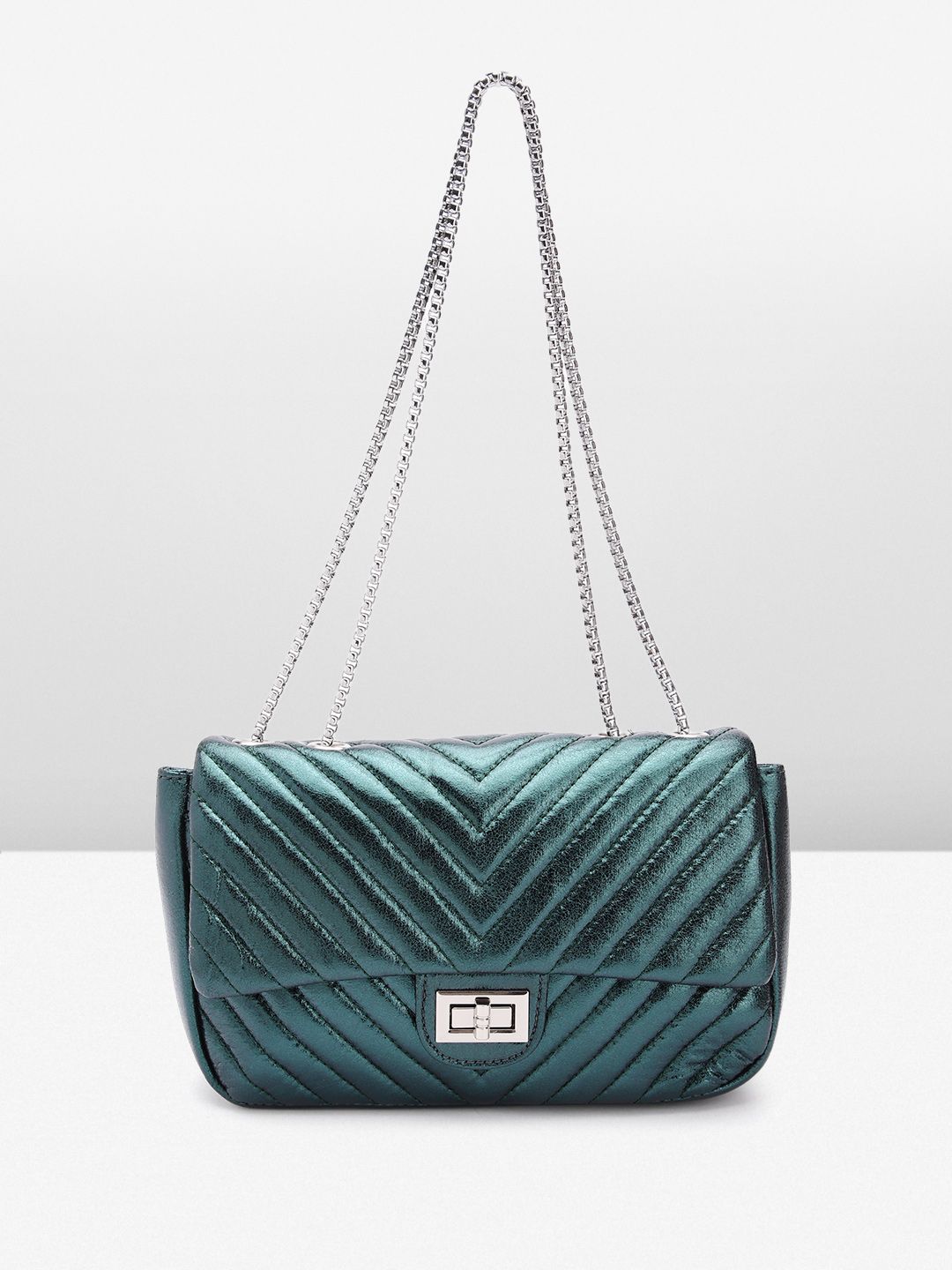 Lino Perros Textured Quilted Detail Structured Sling Bag with Sheen Effect-picture-24