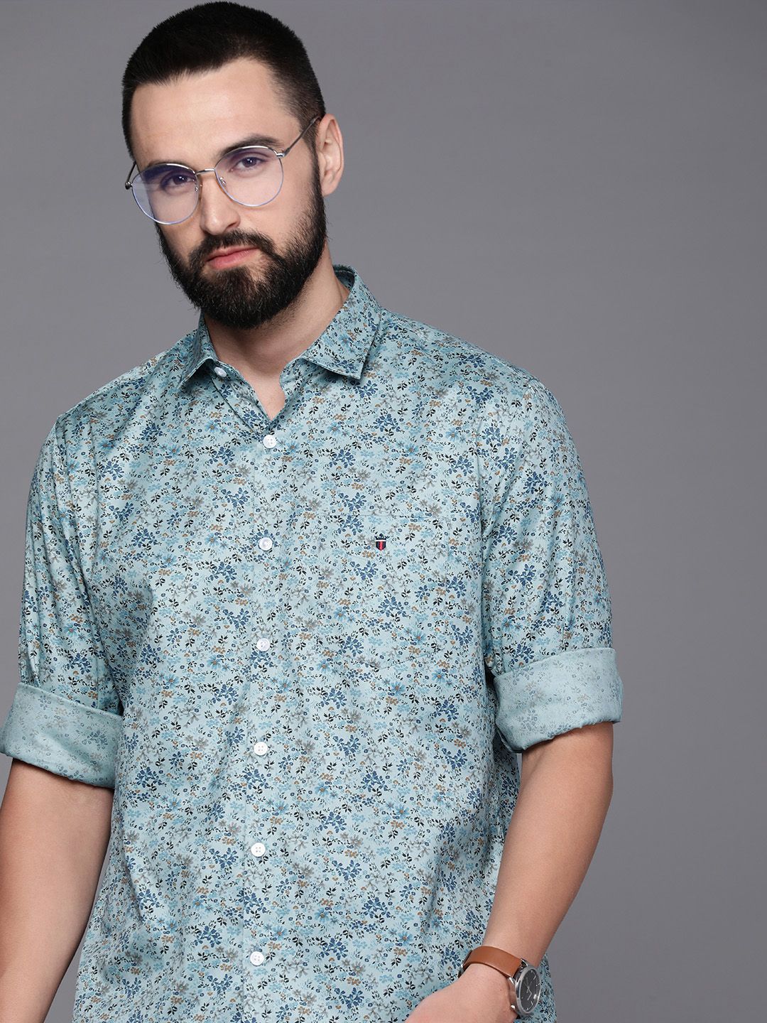 Louis Philippe Sport Men Pure Cotton Slim Fit Floral Printed Casual Shirt