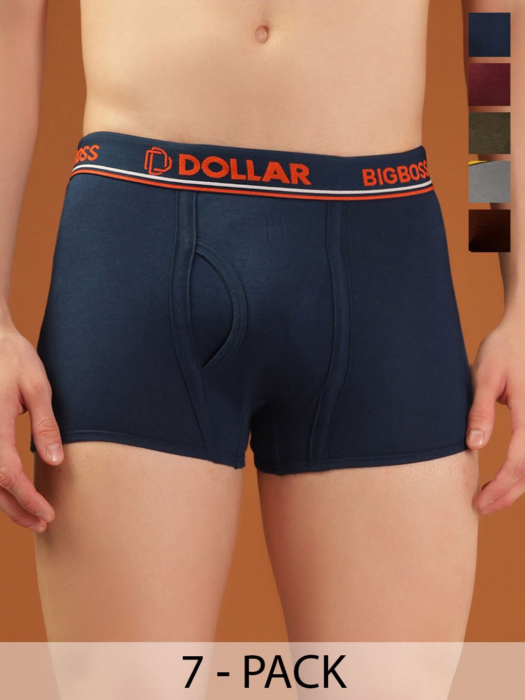Dollar Bigboss Men Solid Pack of 7 Combed Cotton Double Pouch Support Trunk MDTR07-PO7-picture-40
