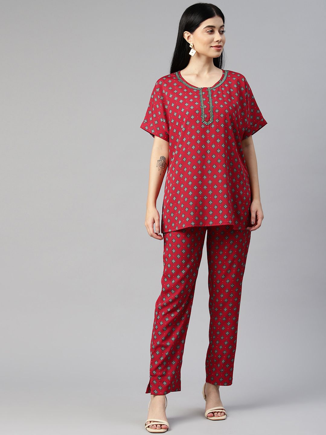Cottinfab Women Printed Top with Trousers-picture-42