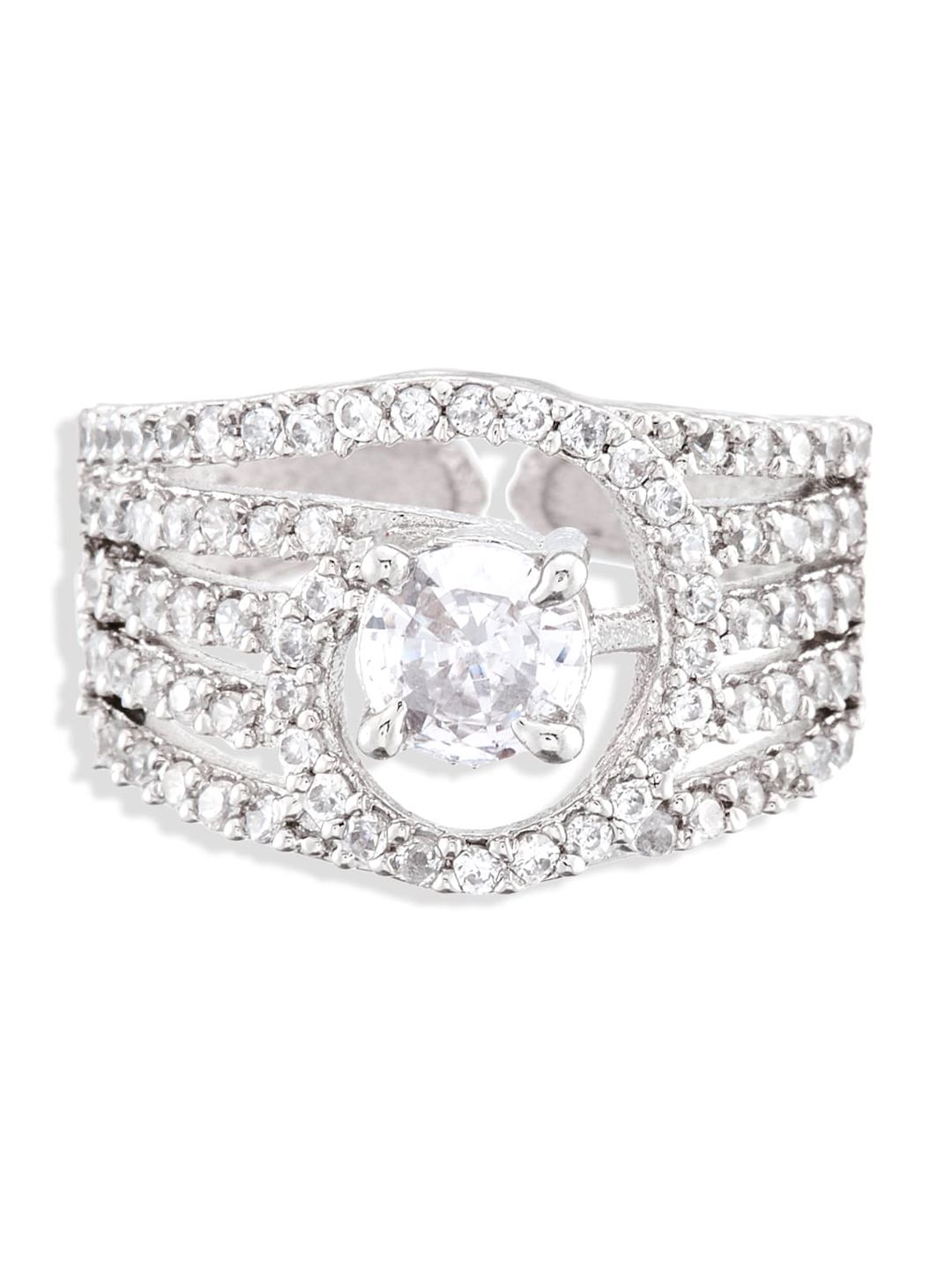 ATIBELLE Set Of 2 Gold-plated & CZ-studded Adjustable Finger Rings