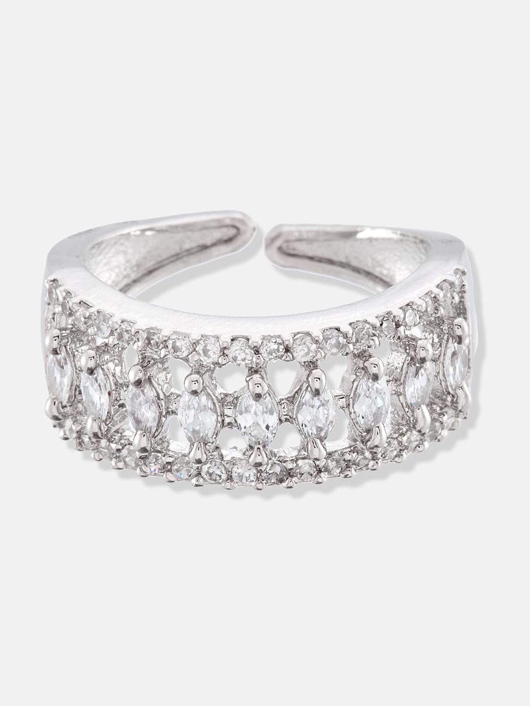 ATIBELLE  Set of 3 Stone-Studded Adjustable Finger Ring