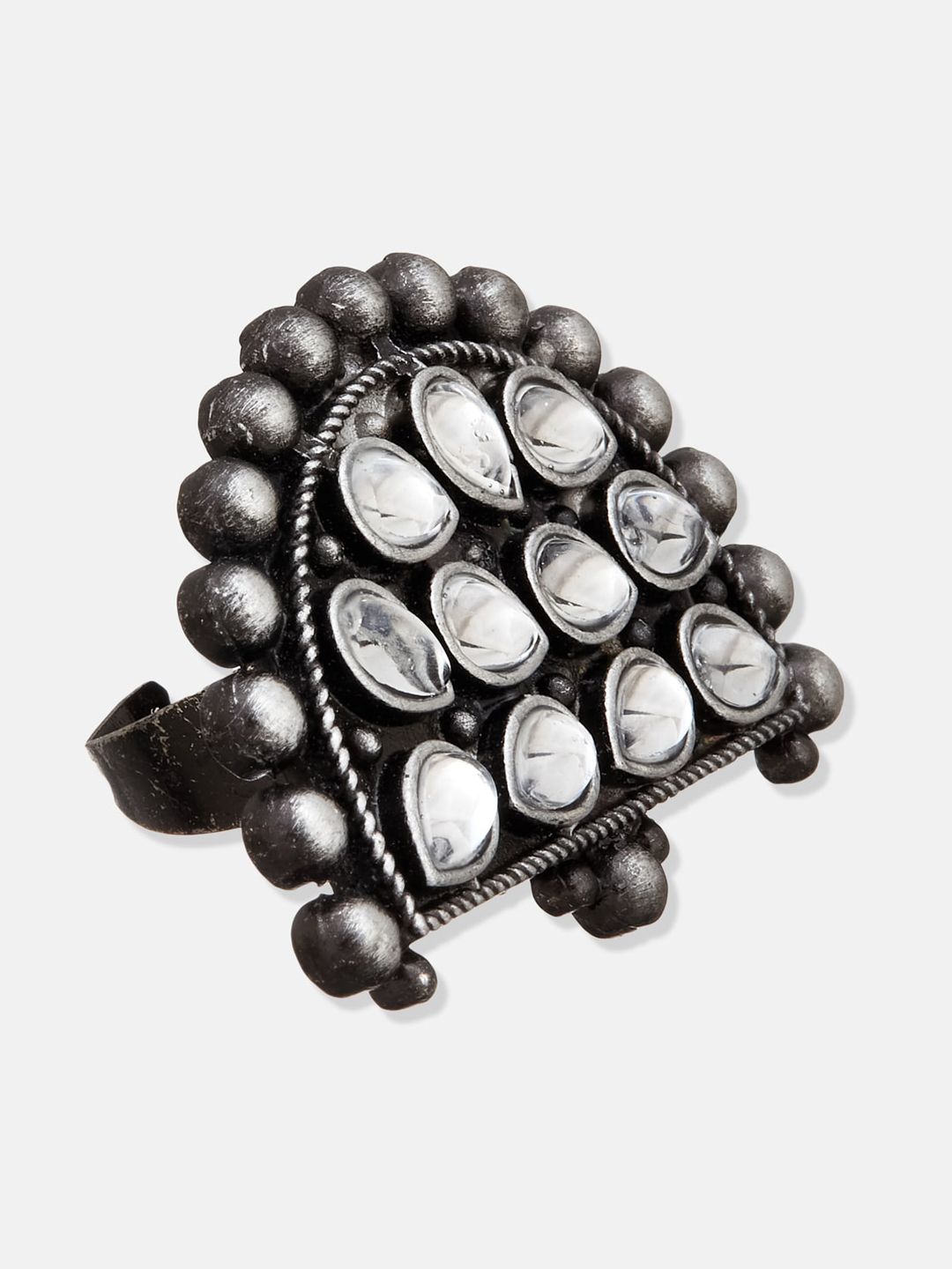ATIBELLE  Set of 3 Stone-Studded Adjustable Finger Ring