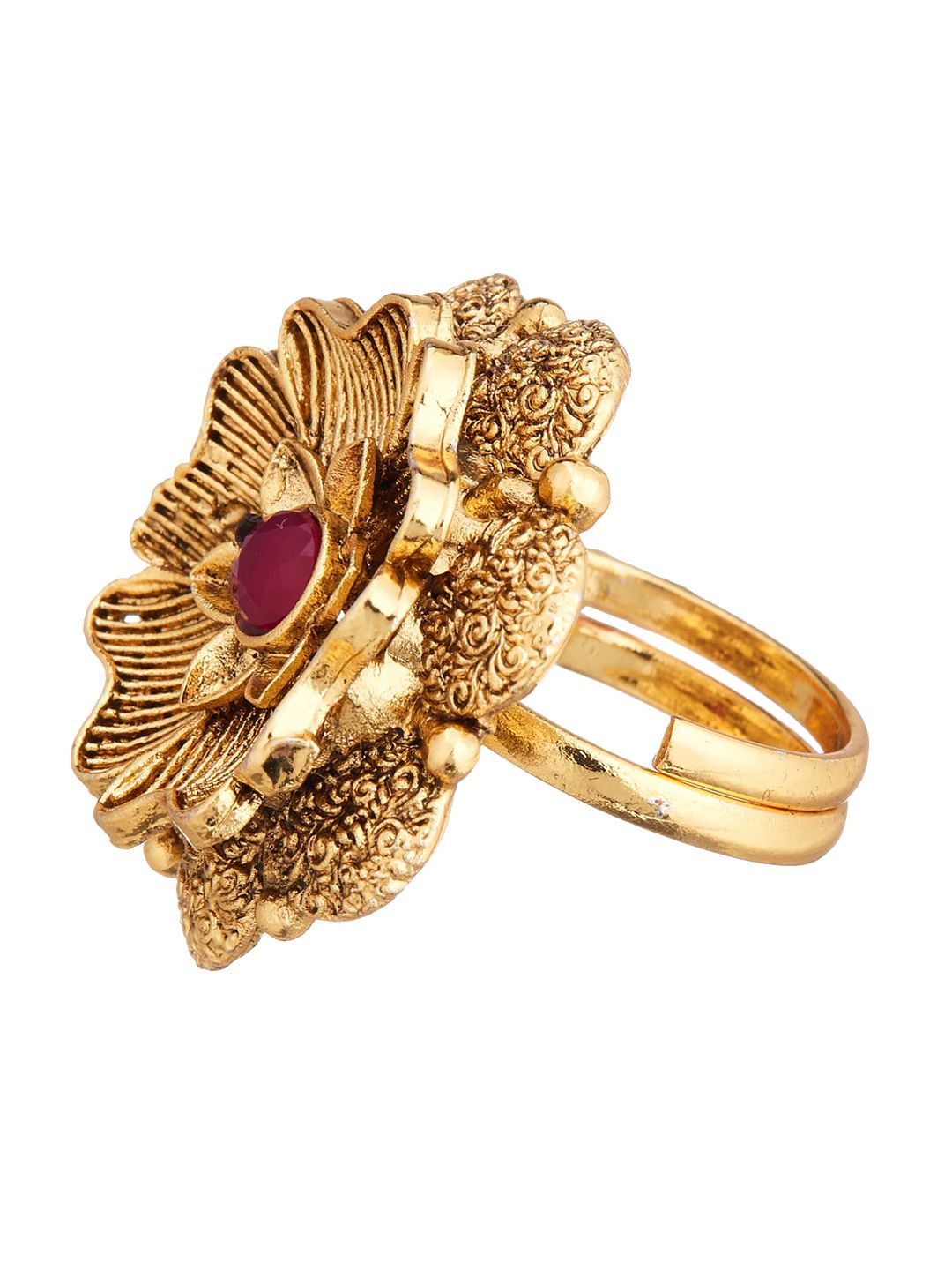 ATIBELLE Set Of 2 Gold-plated & CZ-studded Adjustable Finger Rings