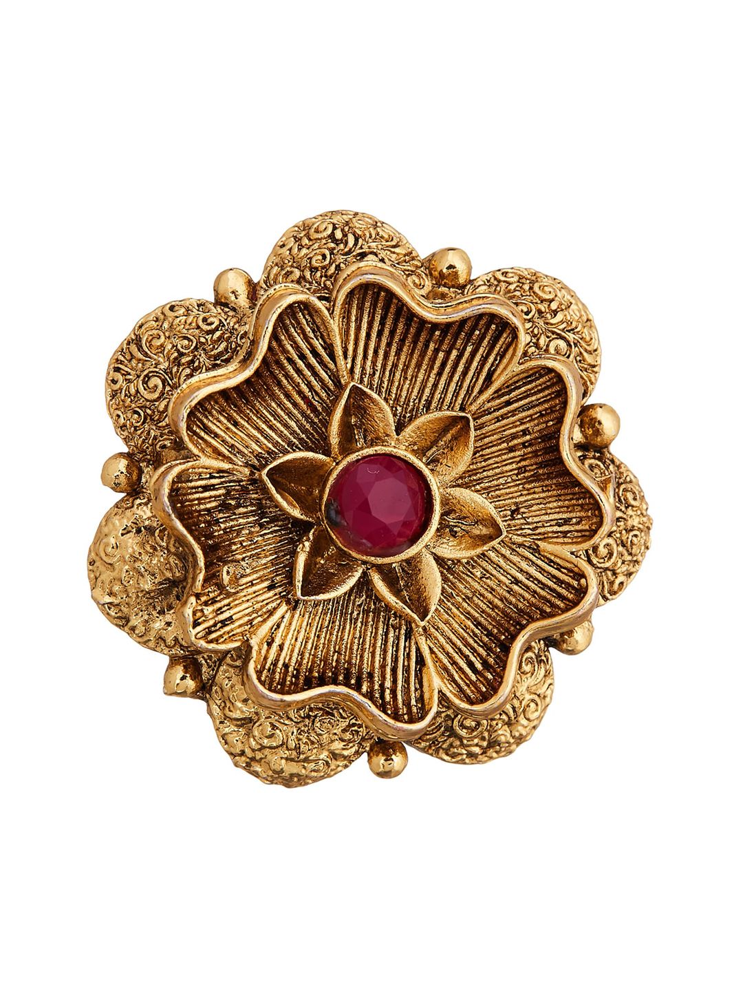 ATIBELLE Set Of 2 Gold-plated & CZ-studded Adjustable Finger Rings