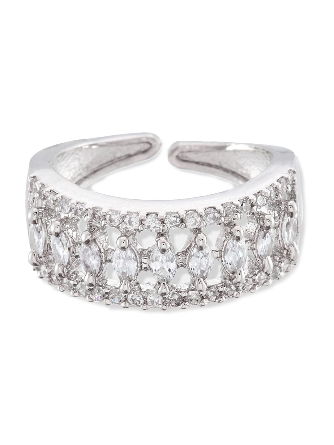 ATIBELLE Set Of 2 Gold-plated & CZ-studded Adjustable Finger Rings