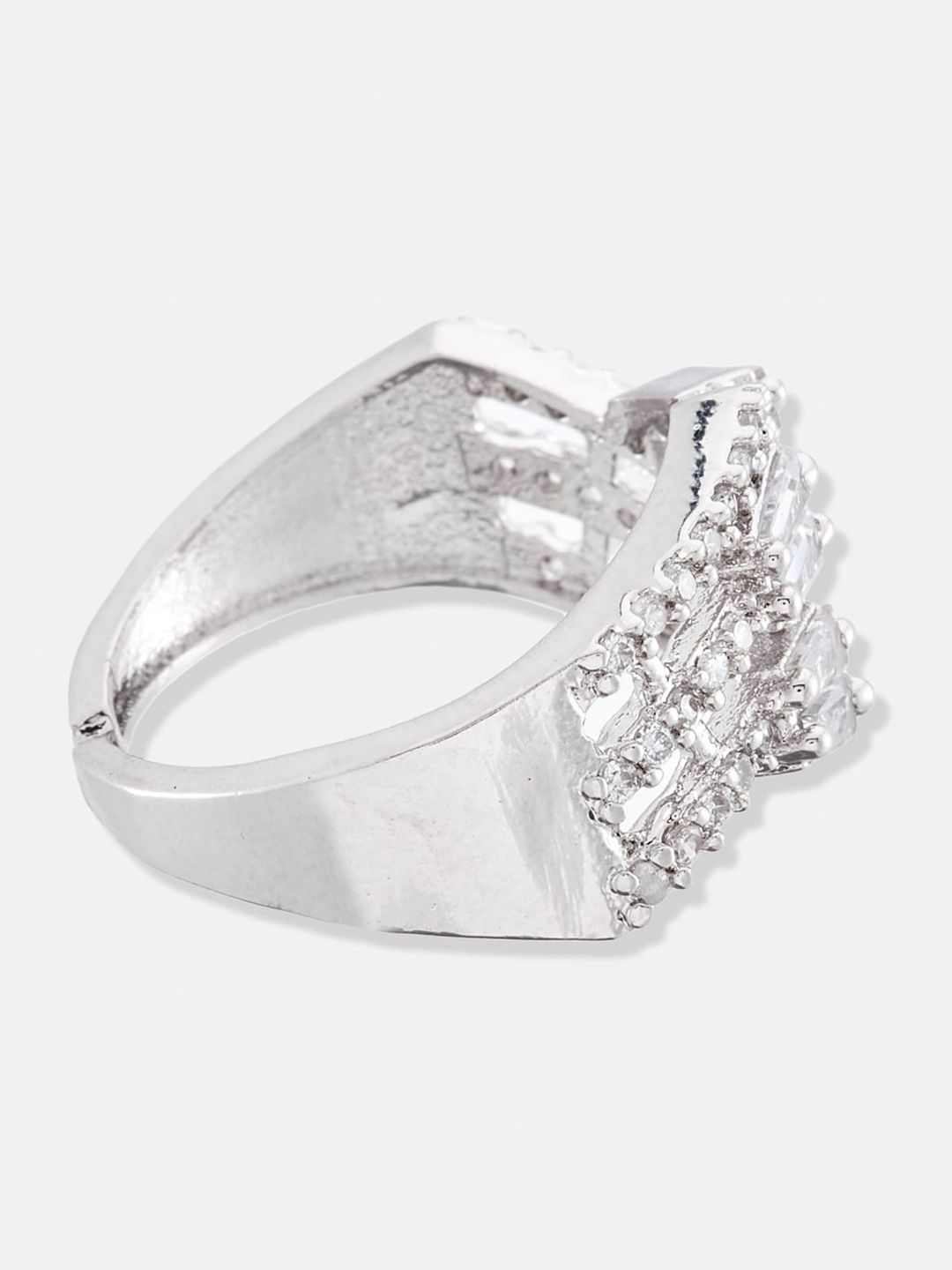 ATIBELLE Set of 2 Gold-Plated CZ Studded Adjustable Finger Ring