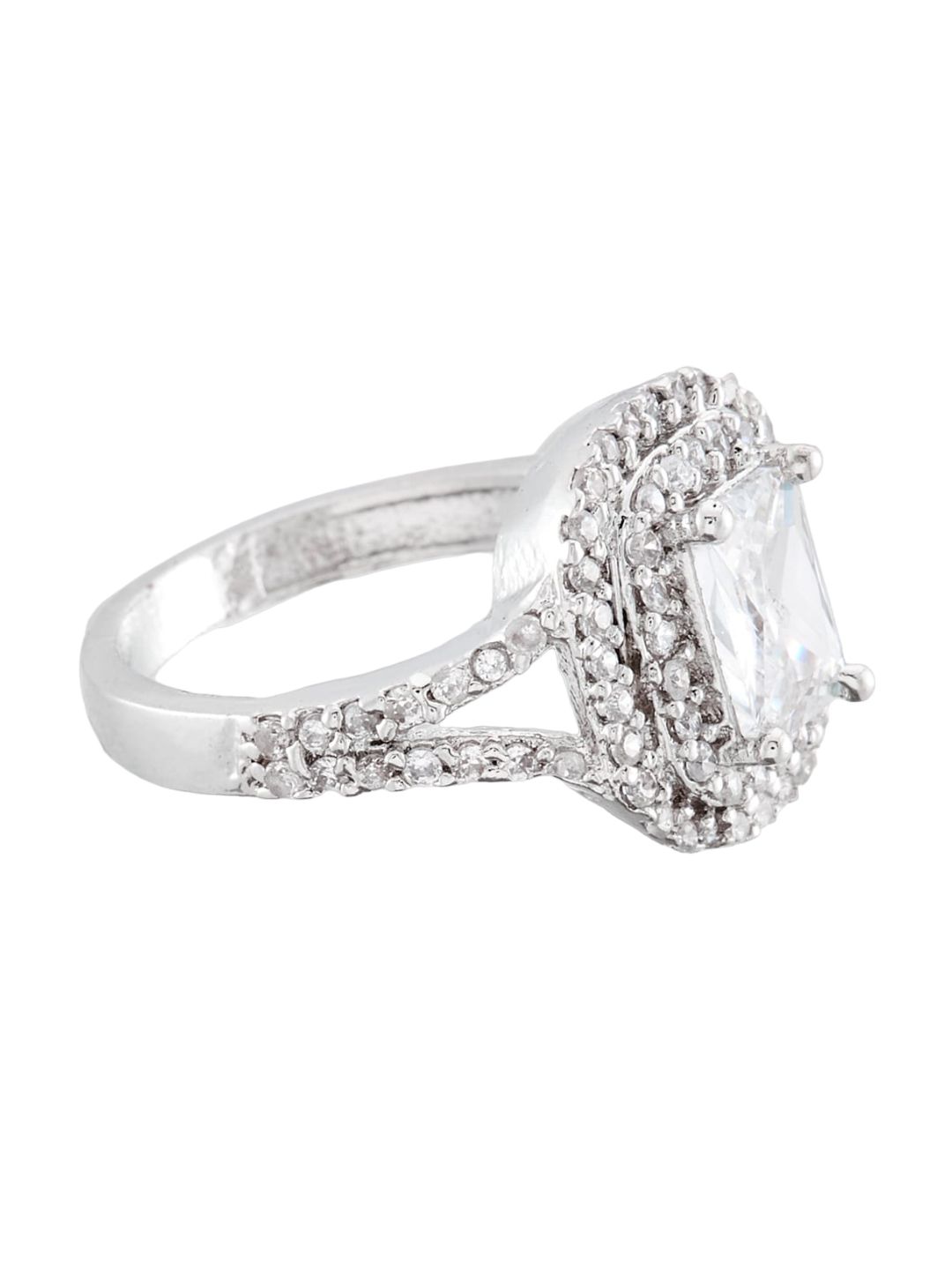 ATIBELLE Set of 3 Gold-Plated & Stone-Studded Adjustable Finger Ring