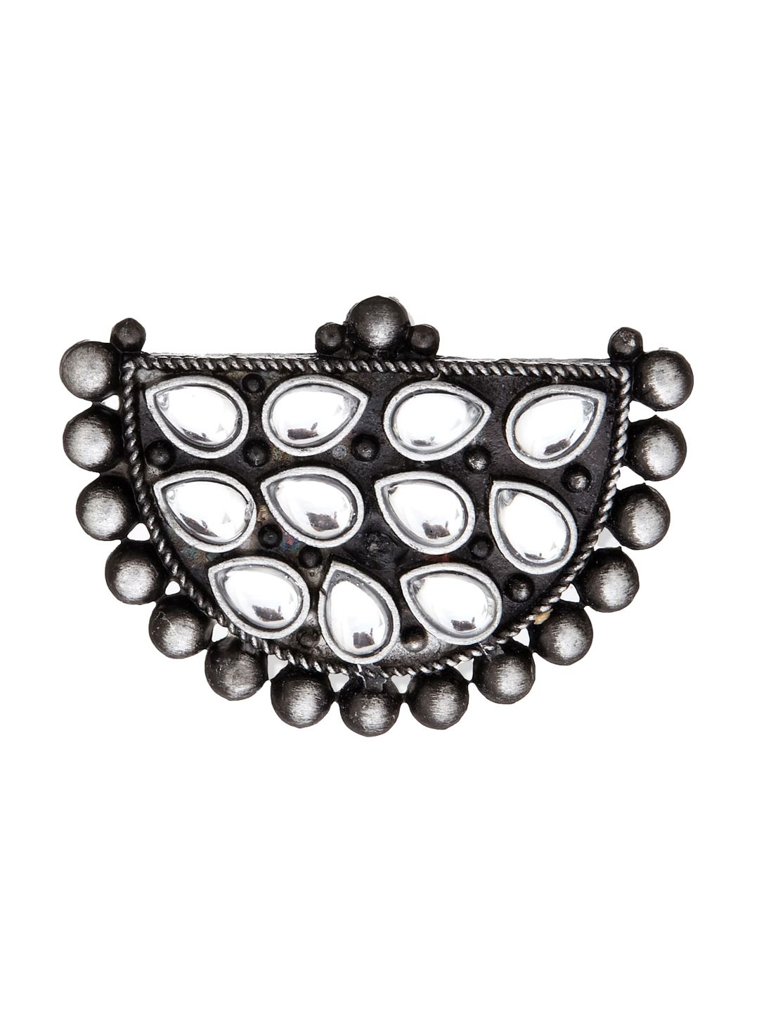 ATIBELLE Set of 3 Gold-Plated & Stone-Studded Adjustable Finger Ring