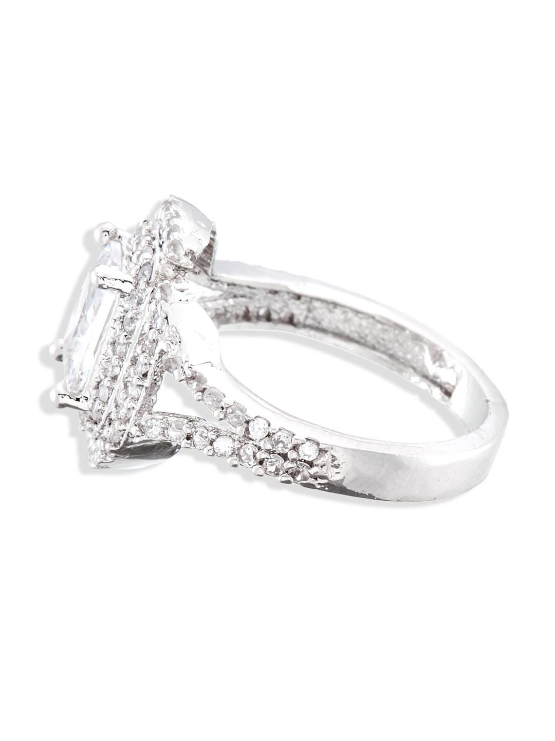ATIBELLE Set of 2 Gold-Plated CZ Stone-Studded Adjustable Finger Ring