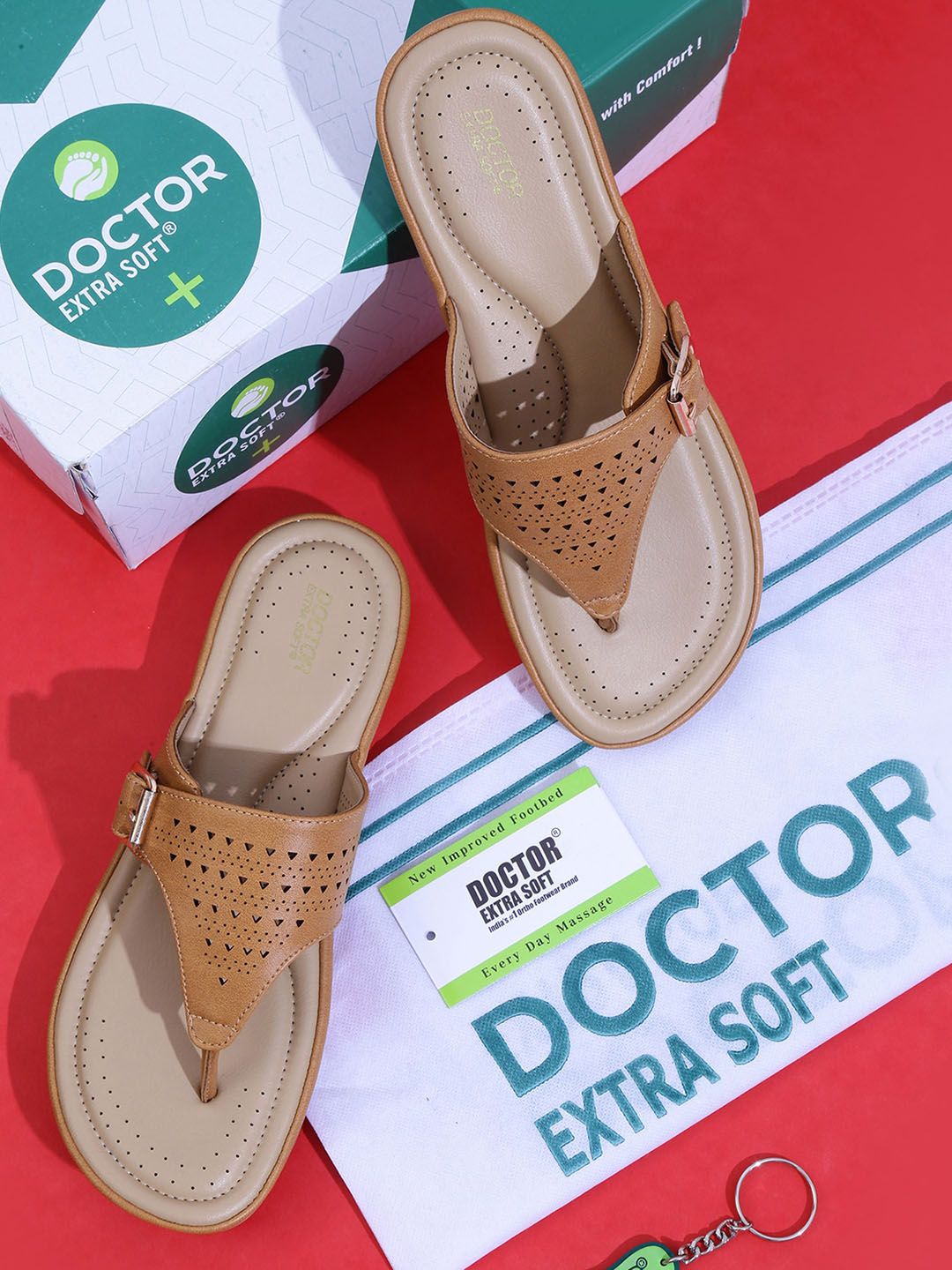 DOCTOR EXTRA SOFT Textured Lightweight Open Toe Flats With Buckles Detail & Laser Cuts-image-36