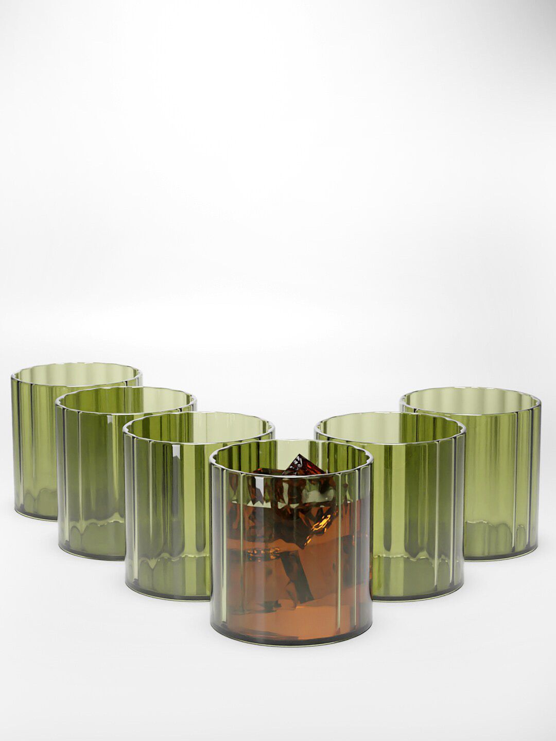 Anko 6-Pcs Green Textured Water Glasses - 320 ML Each-image-3