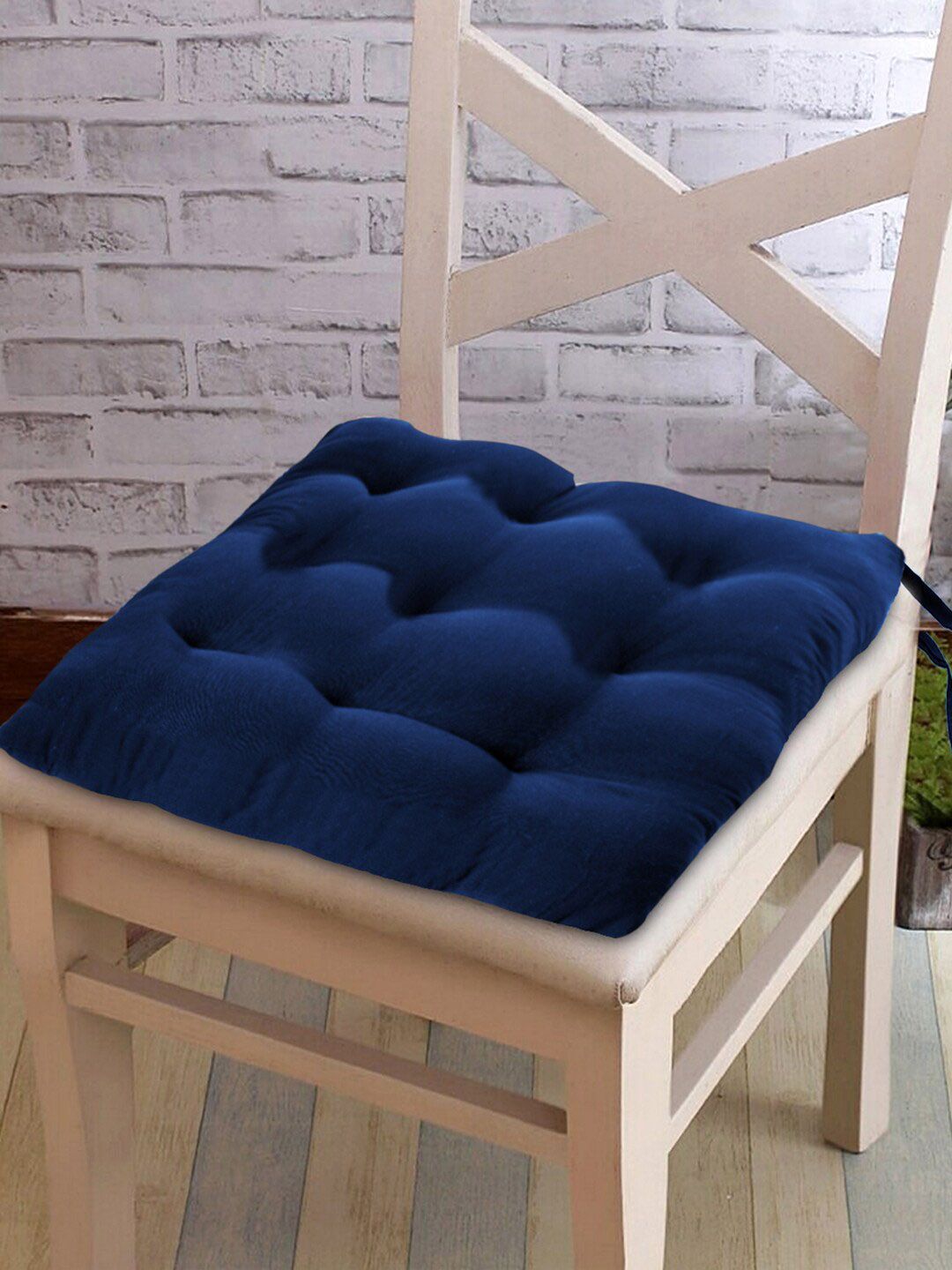 Kuber Industries Navy Blue 2 Pieces Microfiber Cotton Chair Pads-picture-16