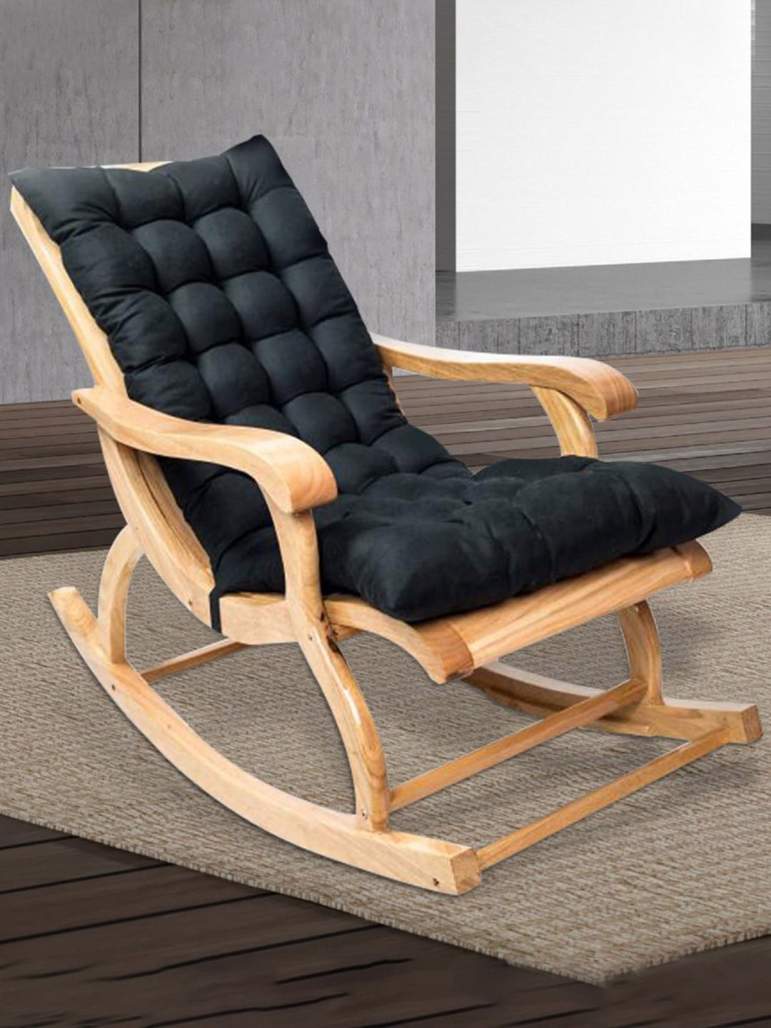 Kuber Industries Black Microfiber Cotton Cushion Long Chair Pad-picture-22