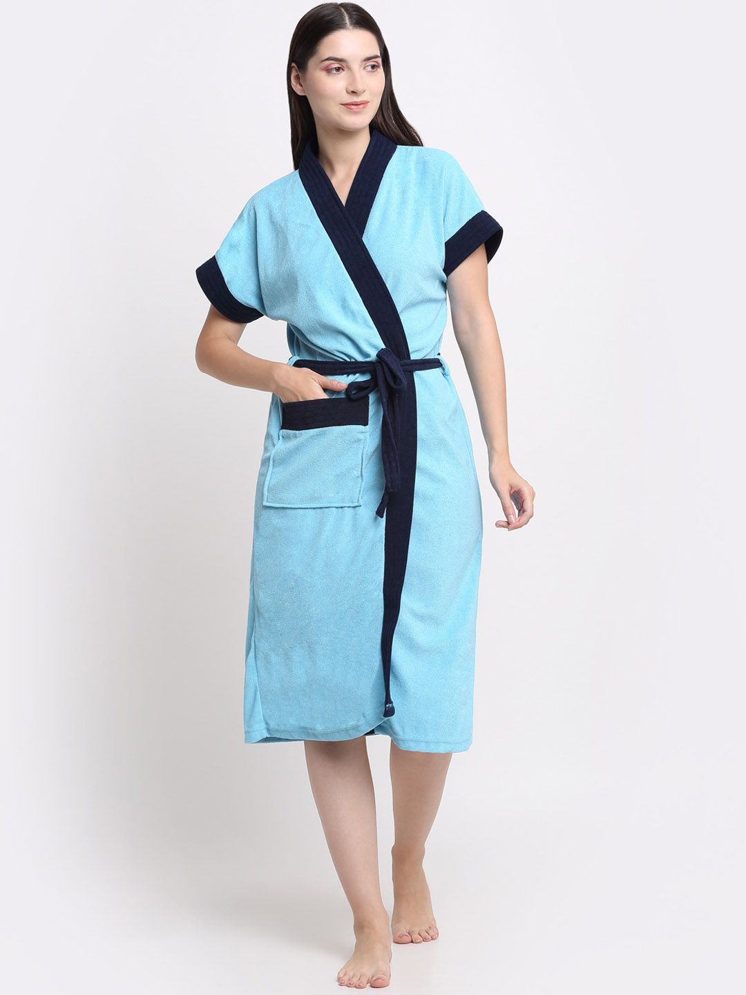 Creeva Everyday Collection Tie-Up Front Pocket Terry Bath Robe-picture-27