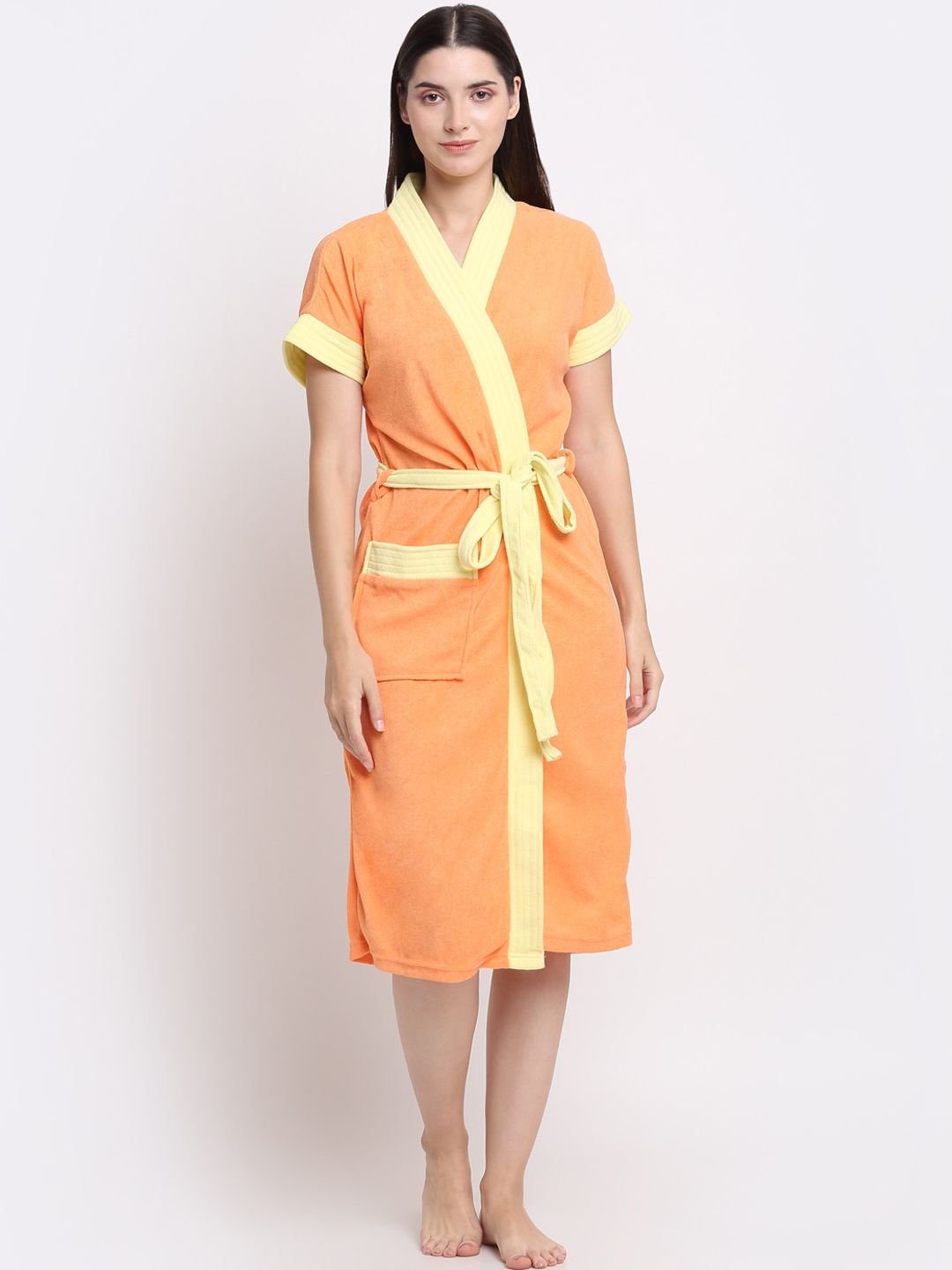 Creeva Everyday Collection Tie-Up Front Pocket Terry Bath Robe-picture-58