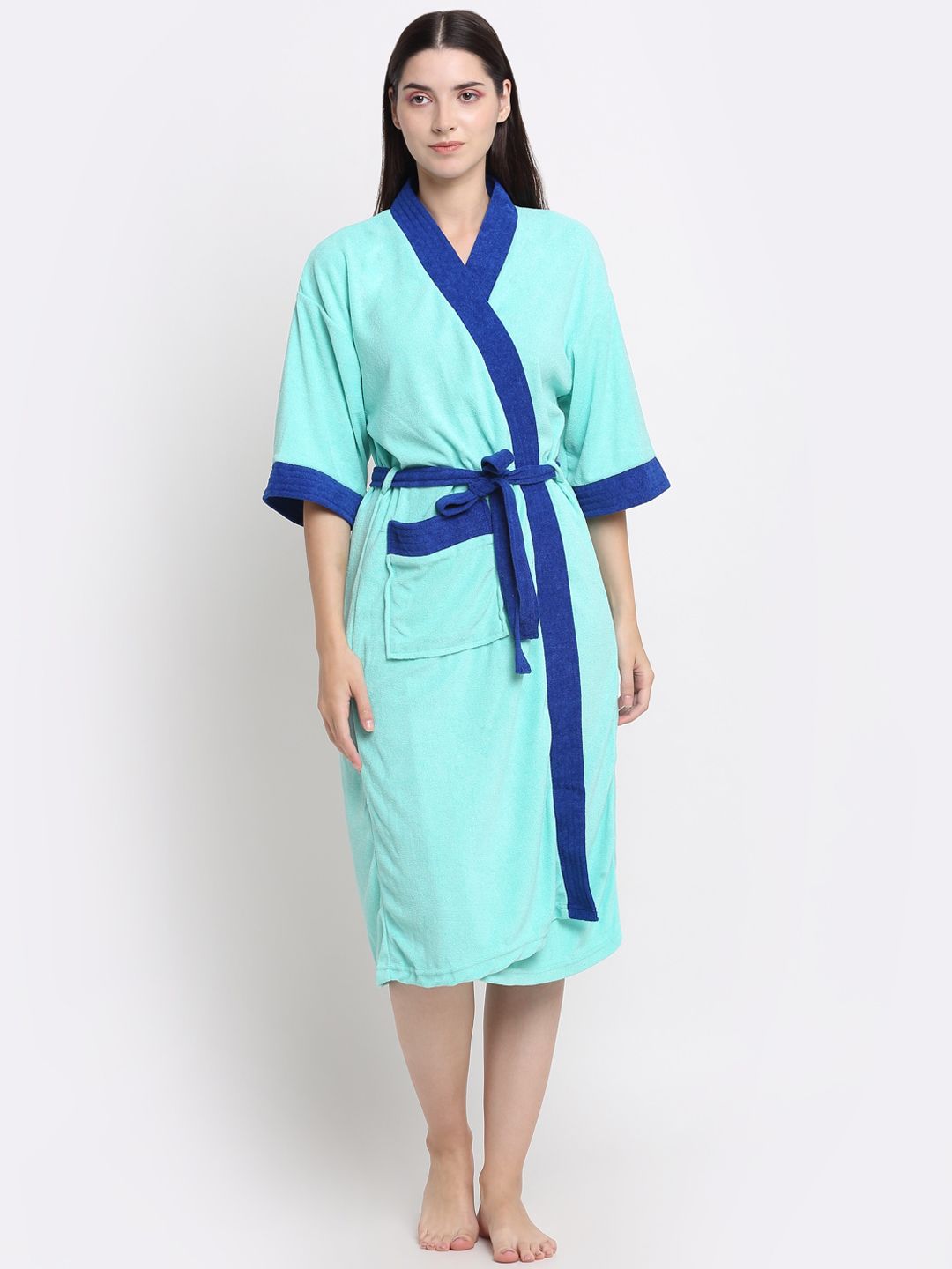 Creeva Everyday Collection Tie-Up Front Pocket Terry Bath Robe-picture-17